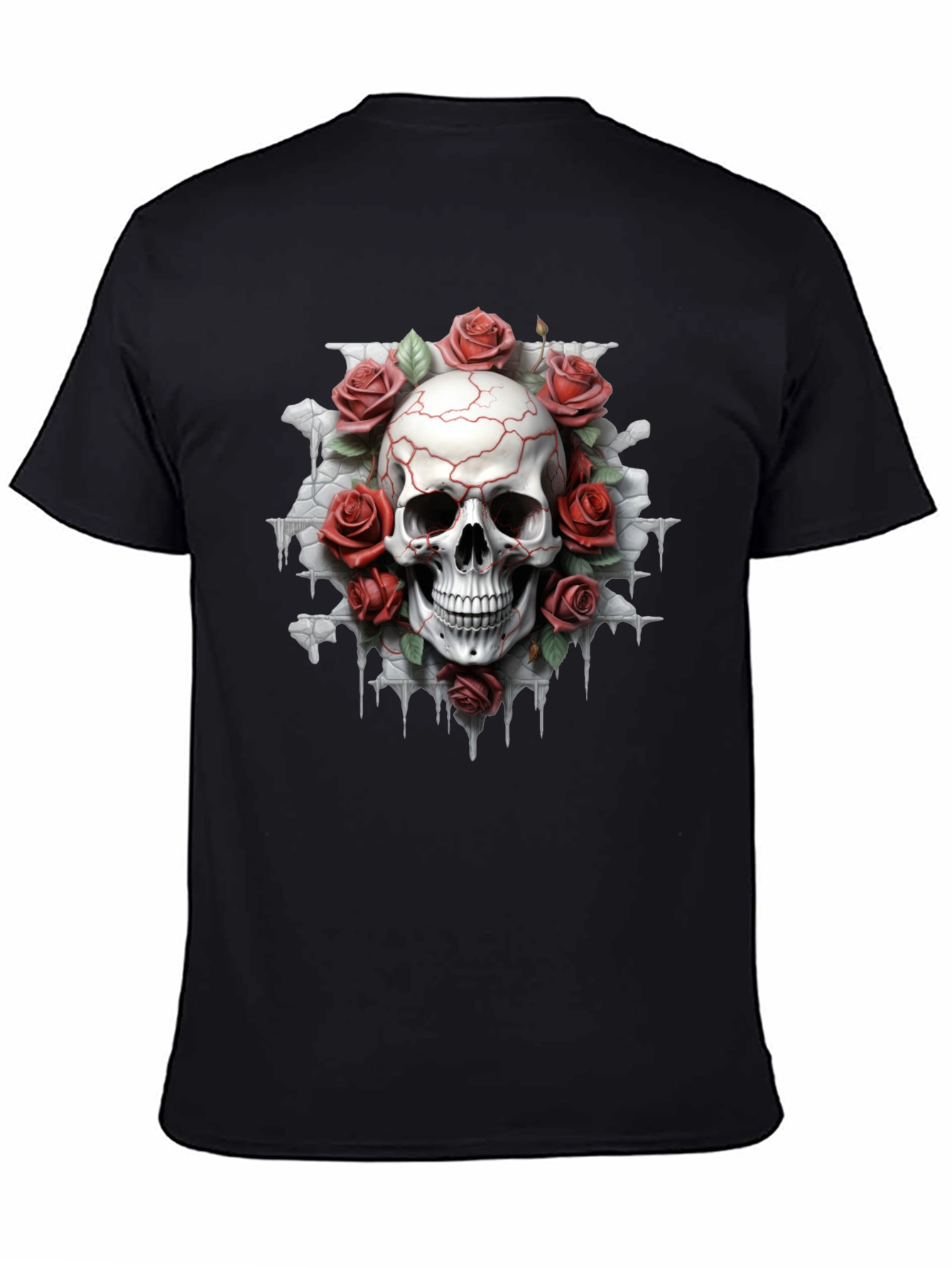 Skull & Roses Graphic Tee - Dark Aesthetic