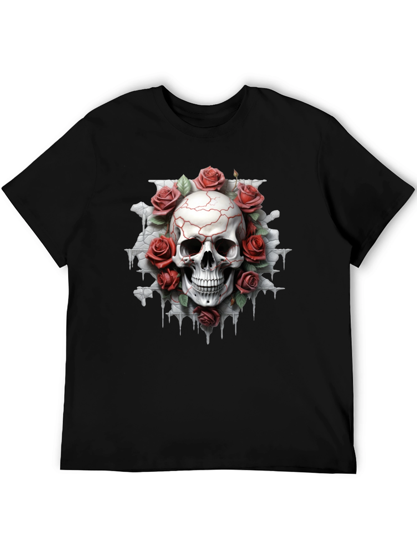 Skull & Roses Graphic Tee - Dark Aesthetic