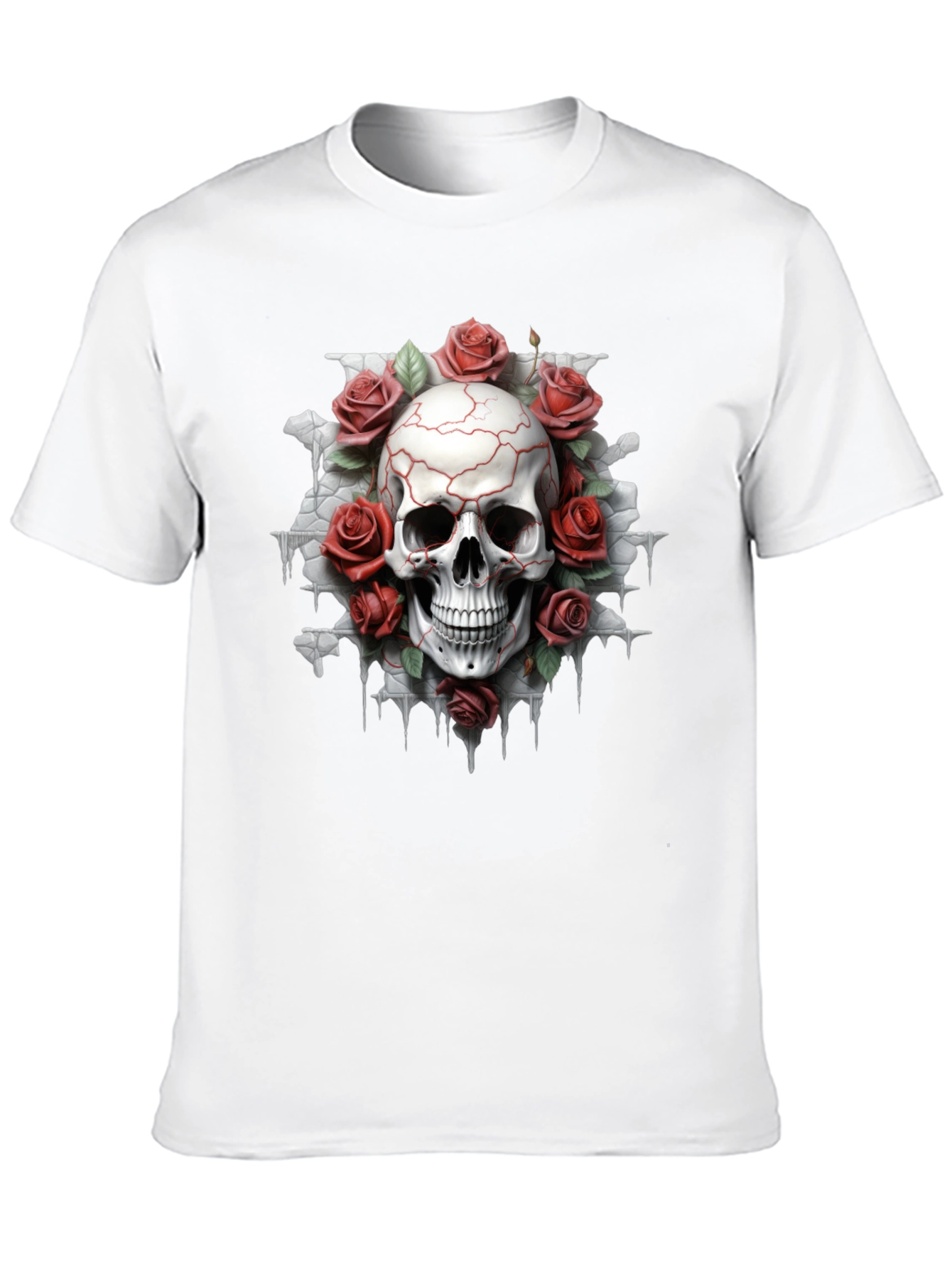 Skull & Roses Graphic Tee - Dark Aesthetic