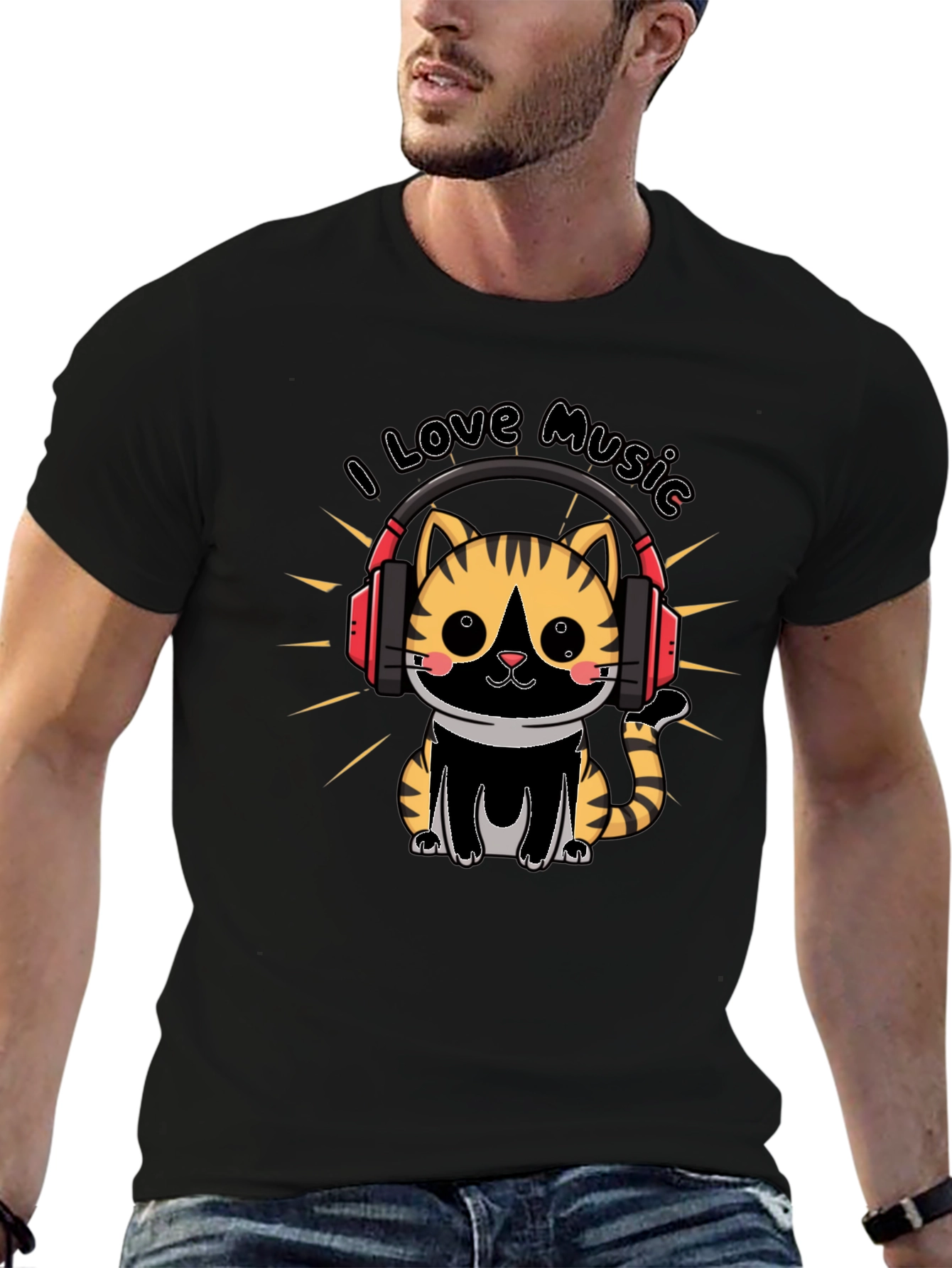 Cute Cat I Love Music T-Shirt