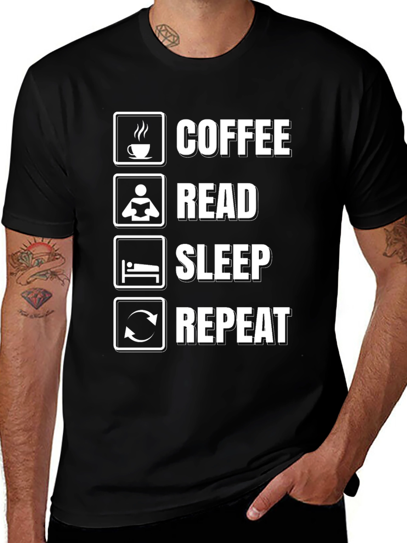 Coffee Read Sleep Repeat Graphic T-Shirt