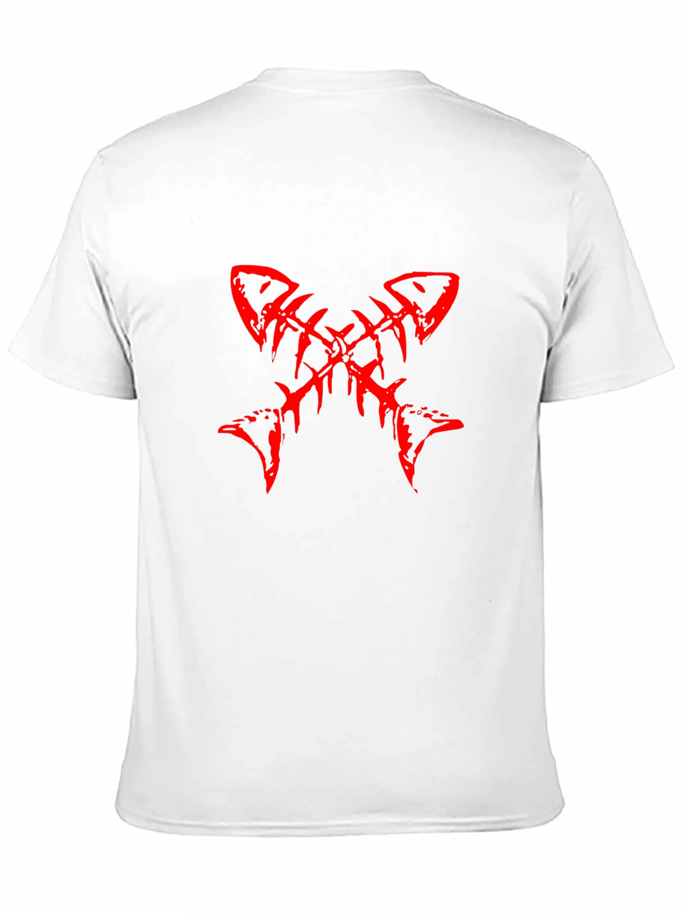 Red Fishbone Graphic Black T-Shirt