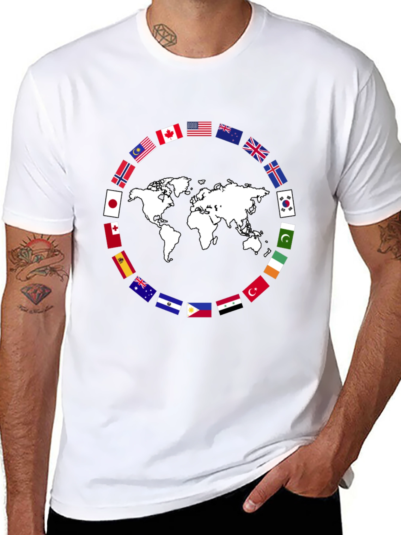World Flags Graphic T-Shirt