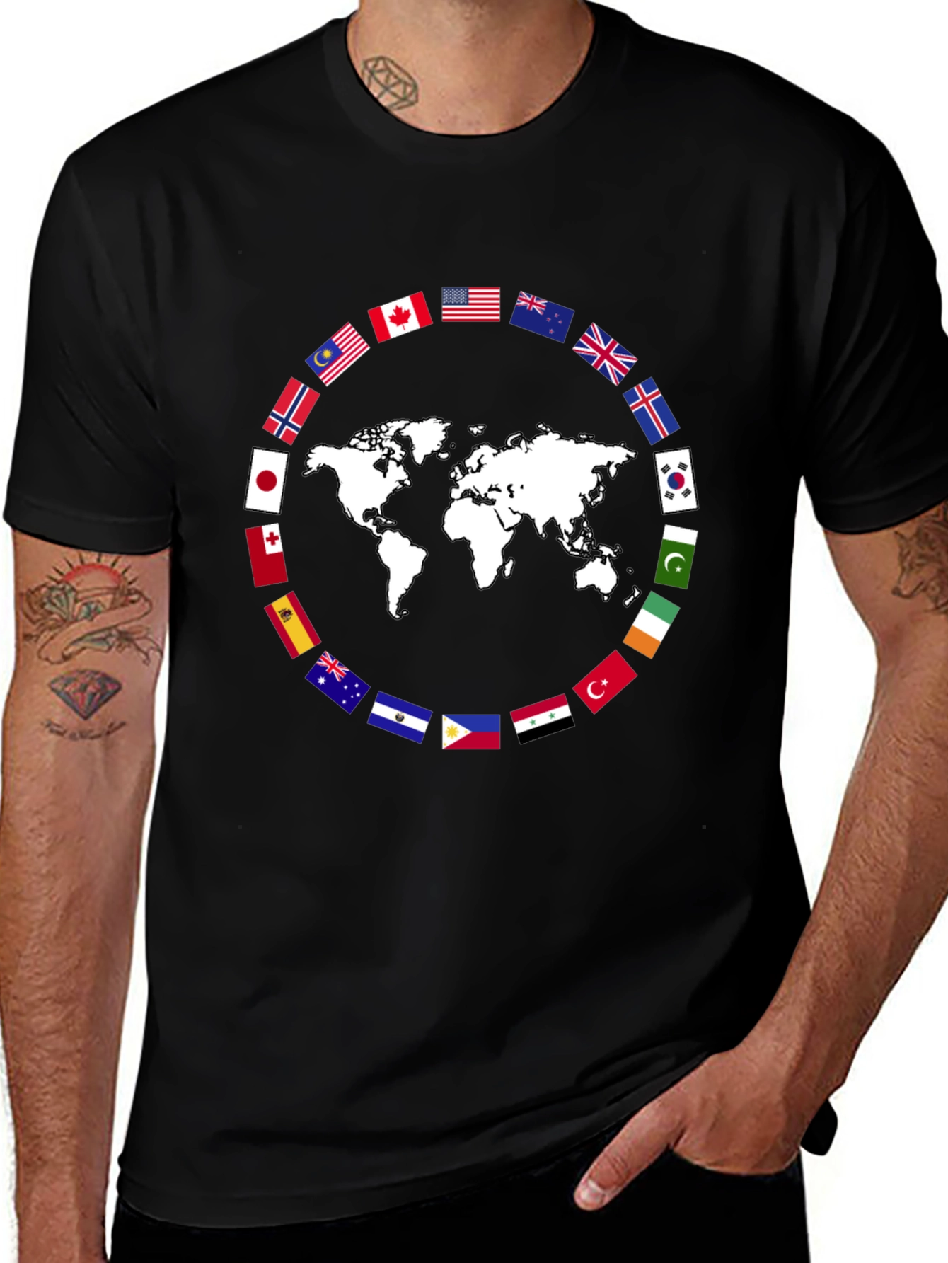 World Flags Graphic T-Shirt