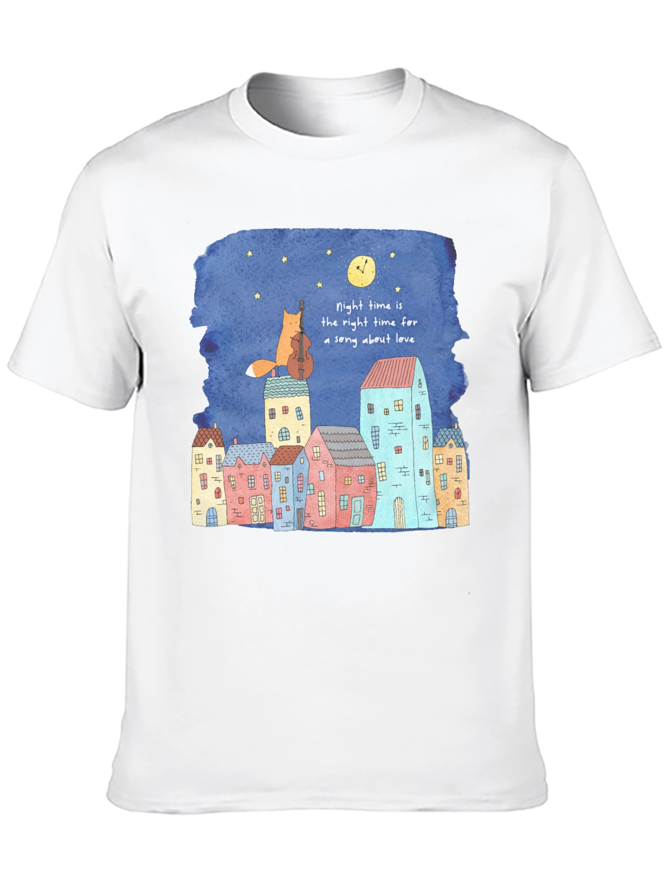 Night Time Fox Cello Graphic T-Shirt