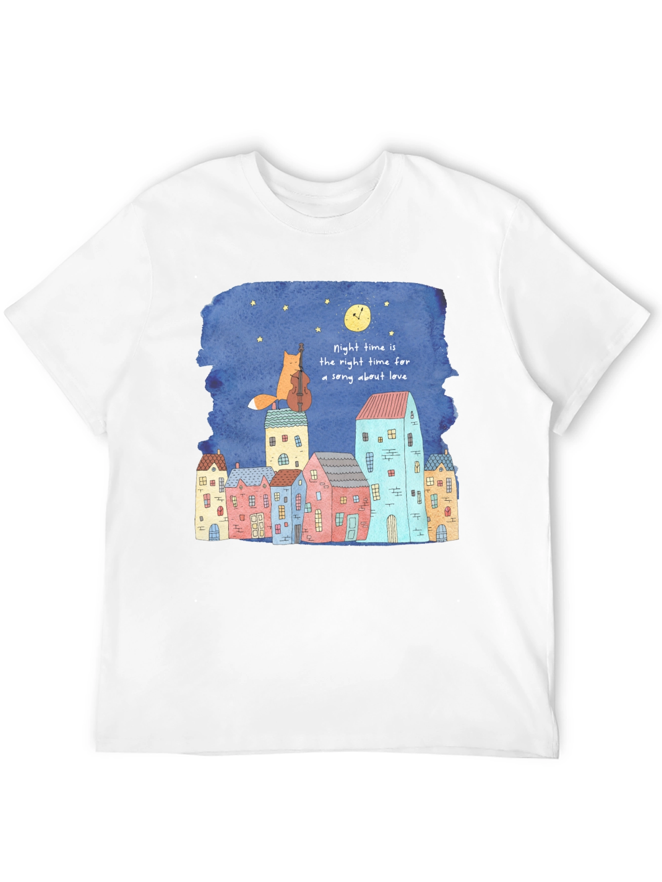 Night Time Fox Cello Graphic T-Shirt