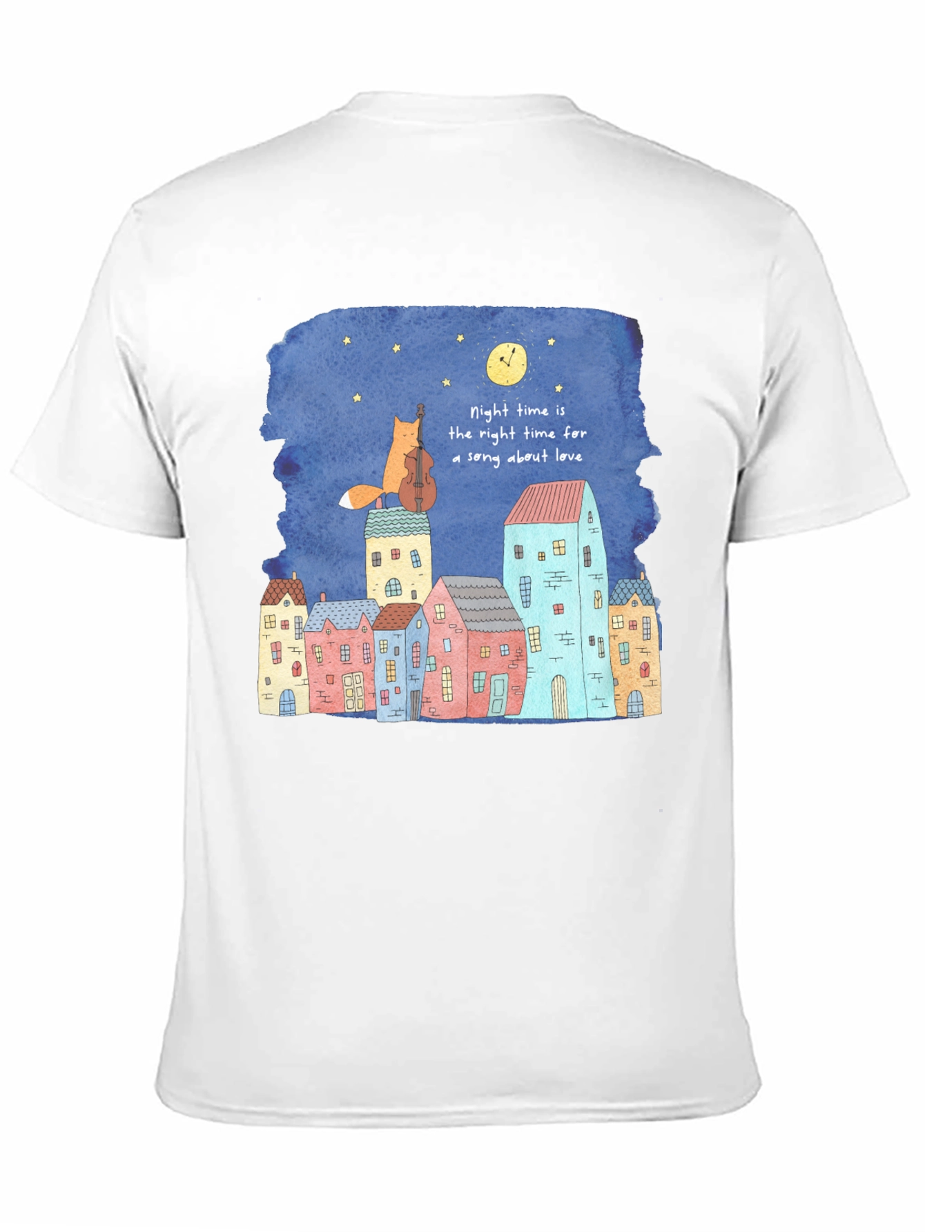 Night Time Fox Cello Graphic T-Shirt