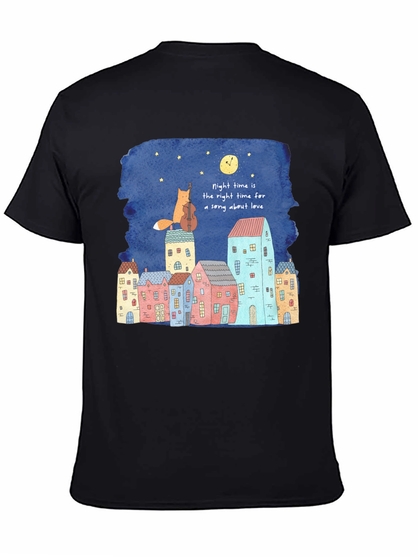 Night Time Fox Cello Graphic T-Shirt