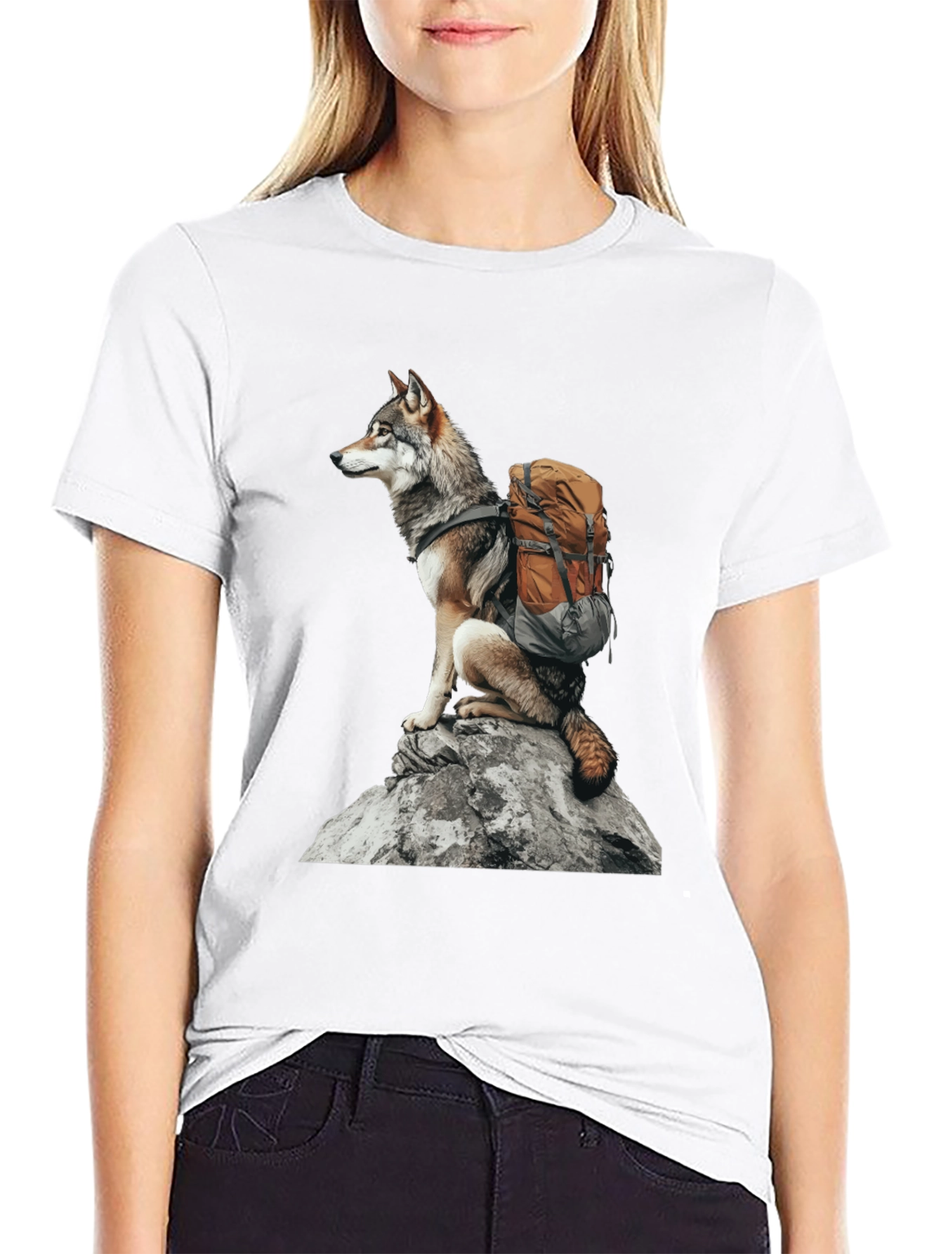 Wolf Hiking T-Shirt - Nature Adventure Tee
