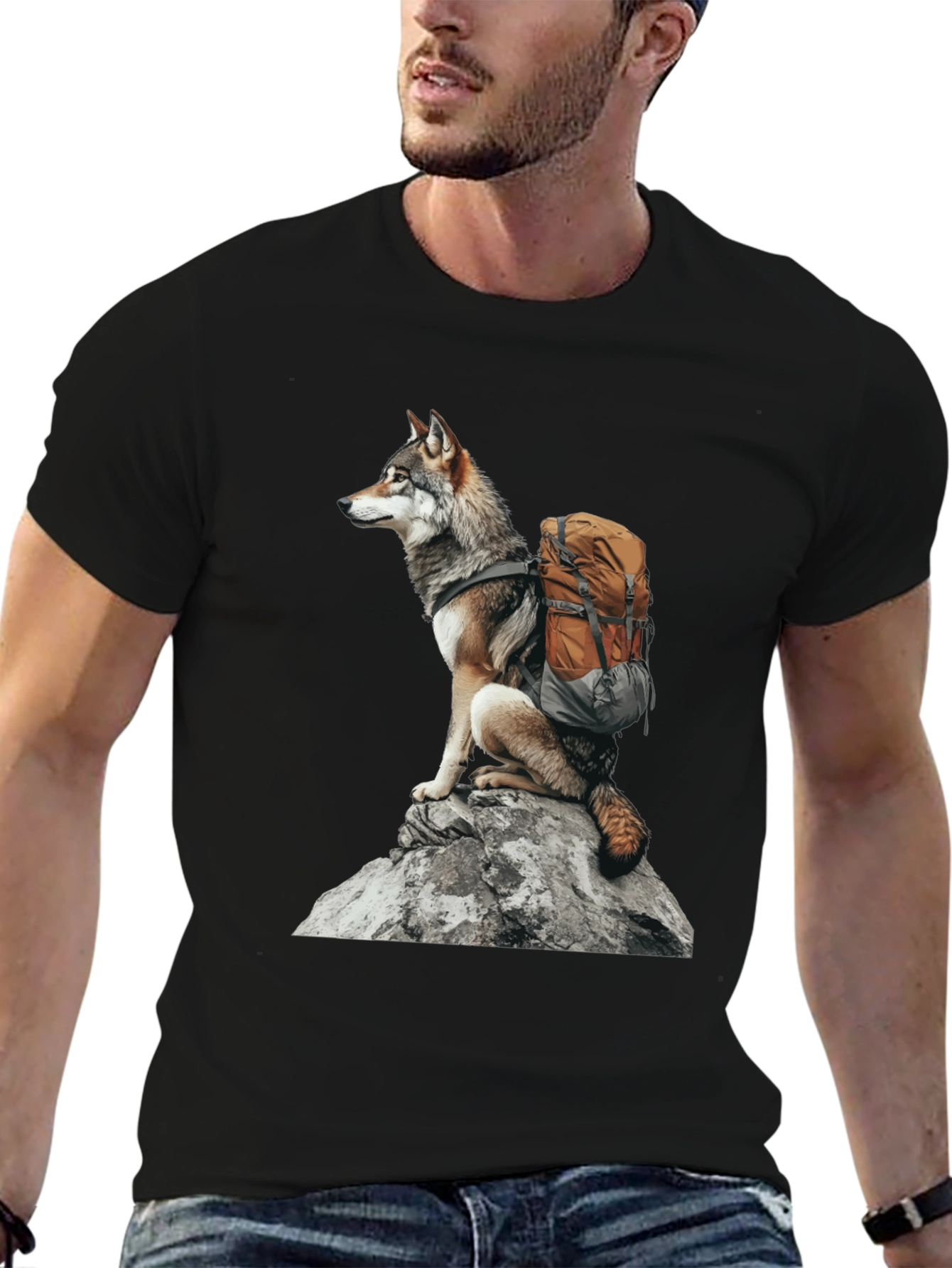 Wolf Hiking T-Shirt - Nature Adventure Tee