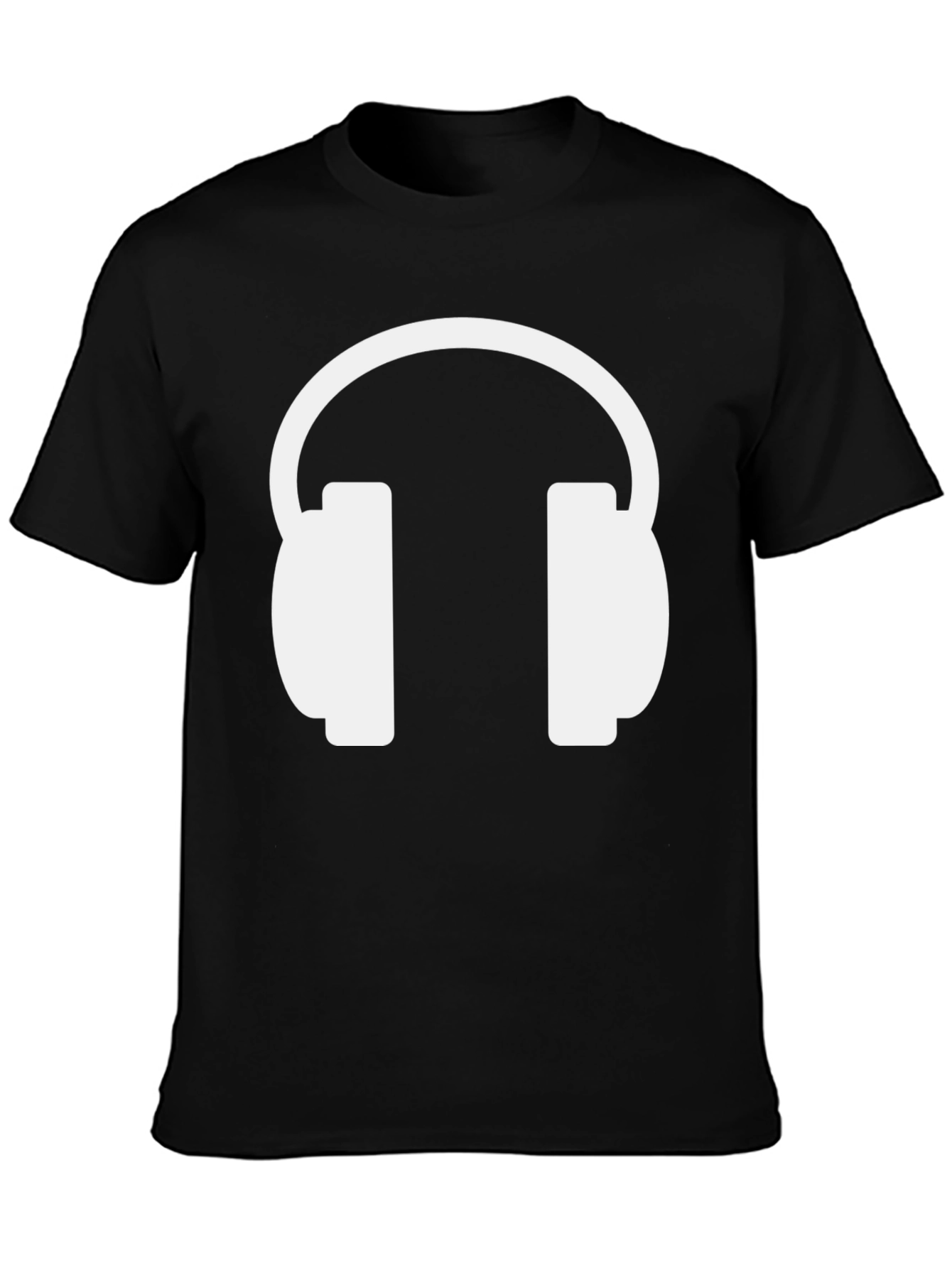 Black T-Shirt with Headphone Graphic