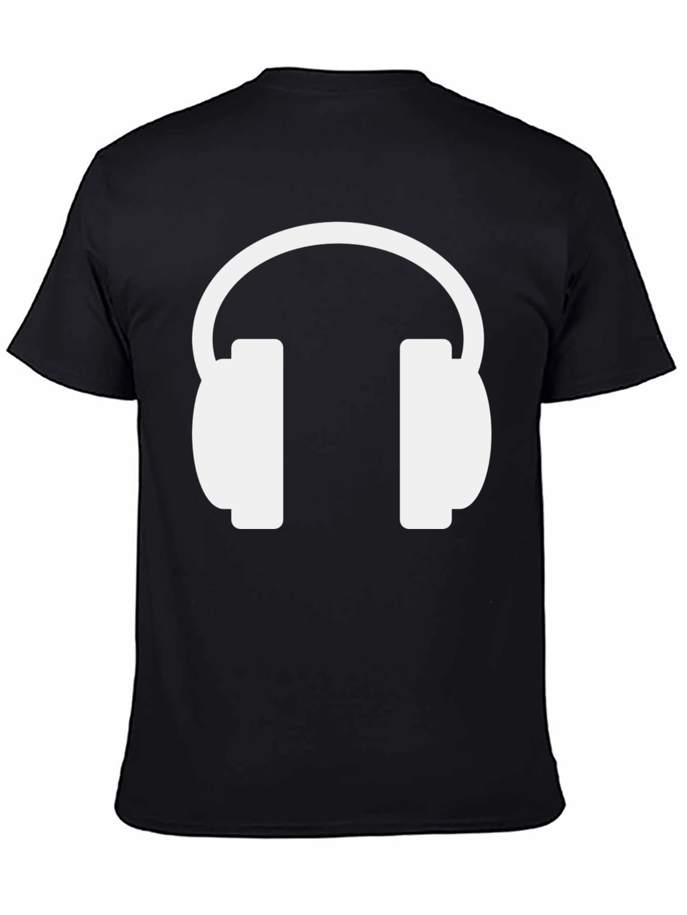 Black T-Shirt with Headphone Graphic