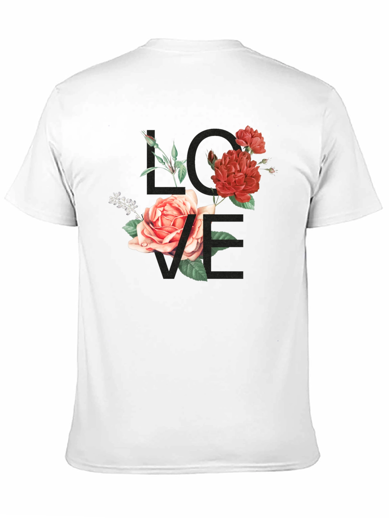 Floral LOVE Graphic Tee - Stylish Black T-Shirt