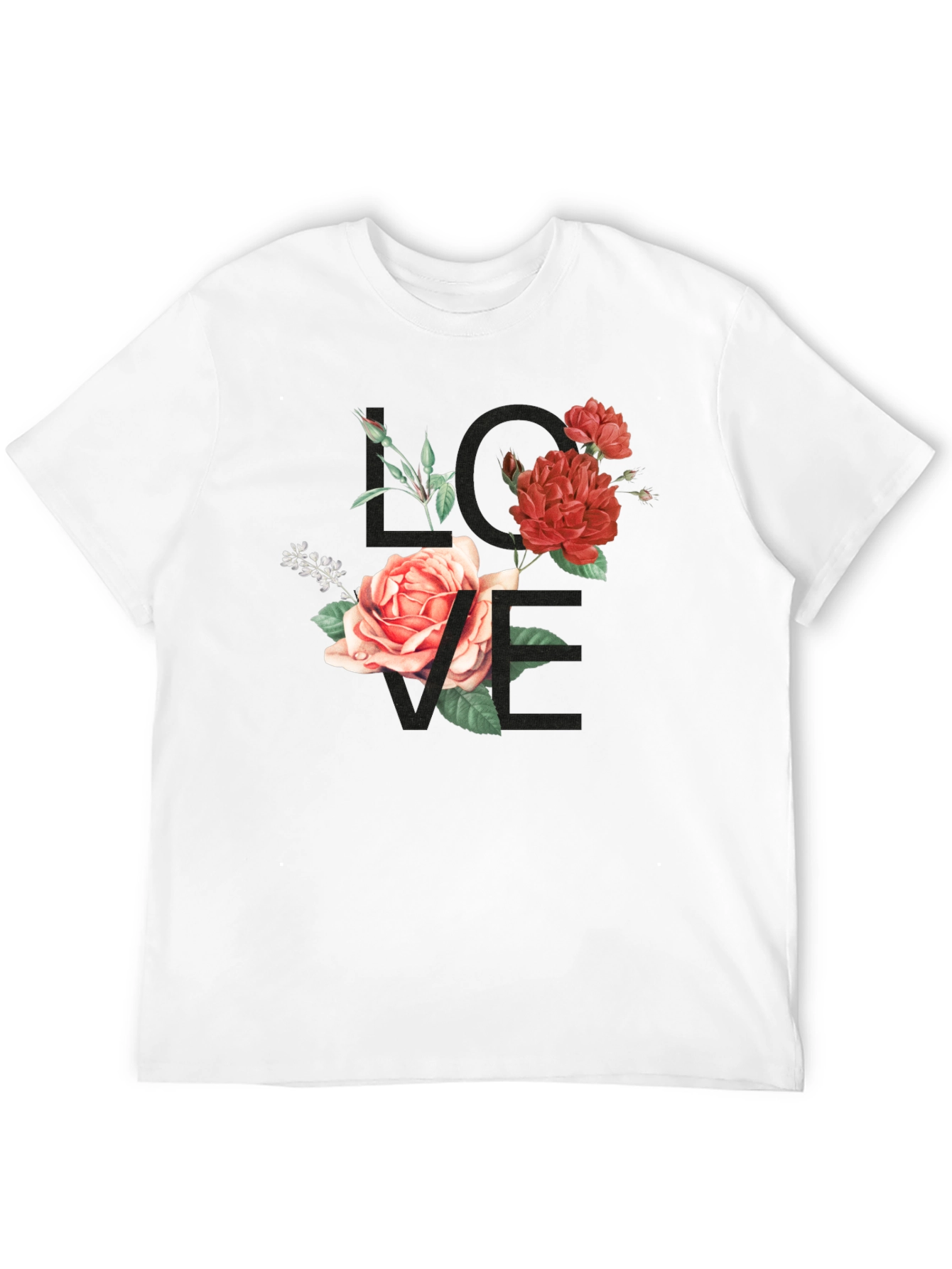 Floral LOVE Graphic Tee - Stylish Black T-Shirt