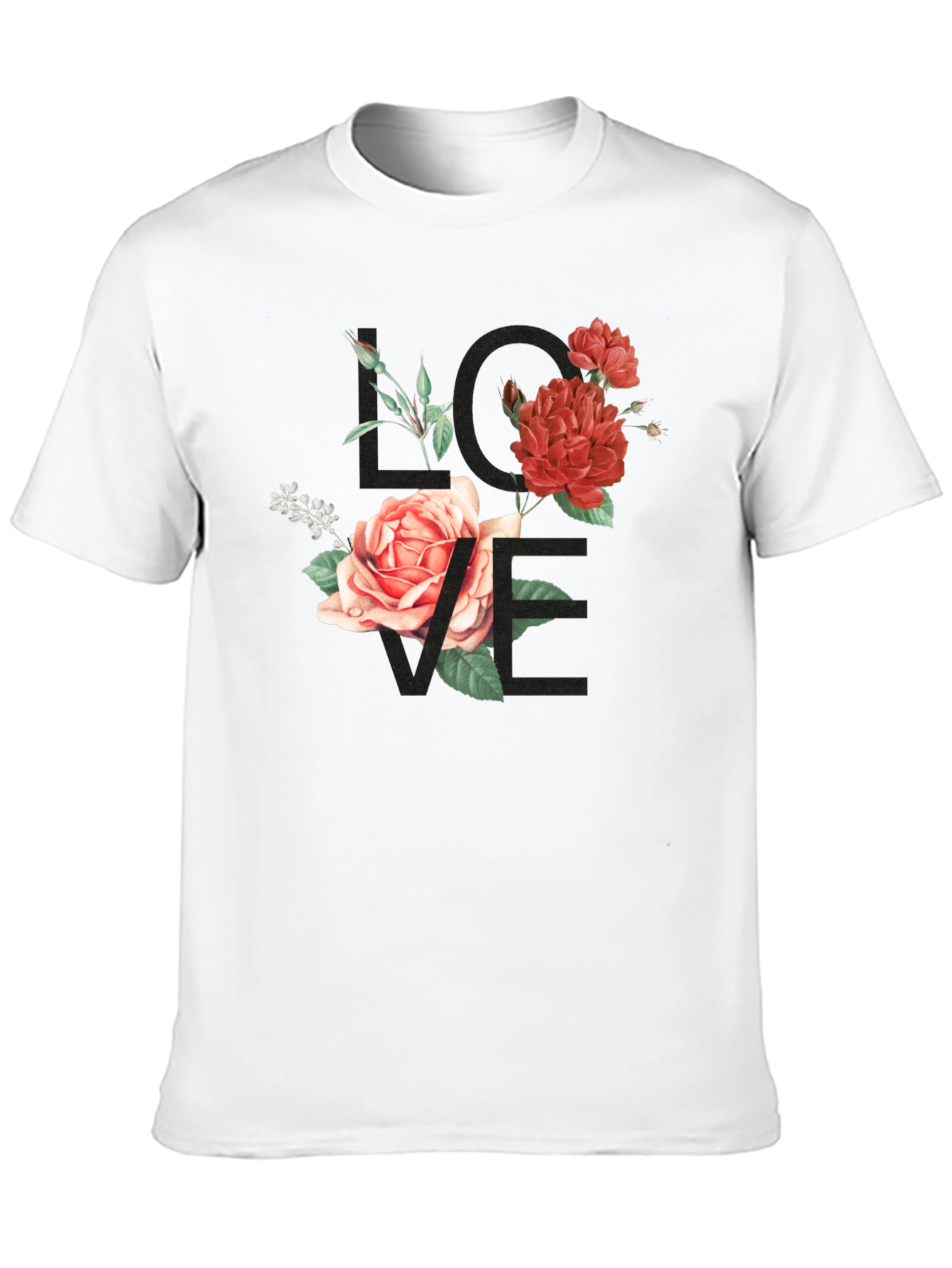 Floral LOVE Graphic Tee - Stylish Black T-Shirt