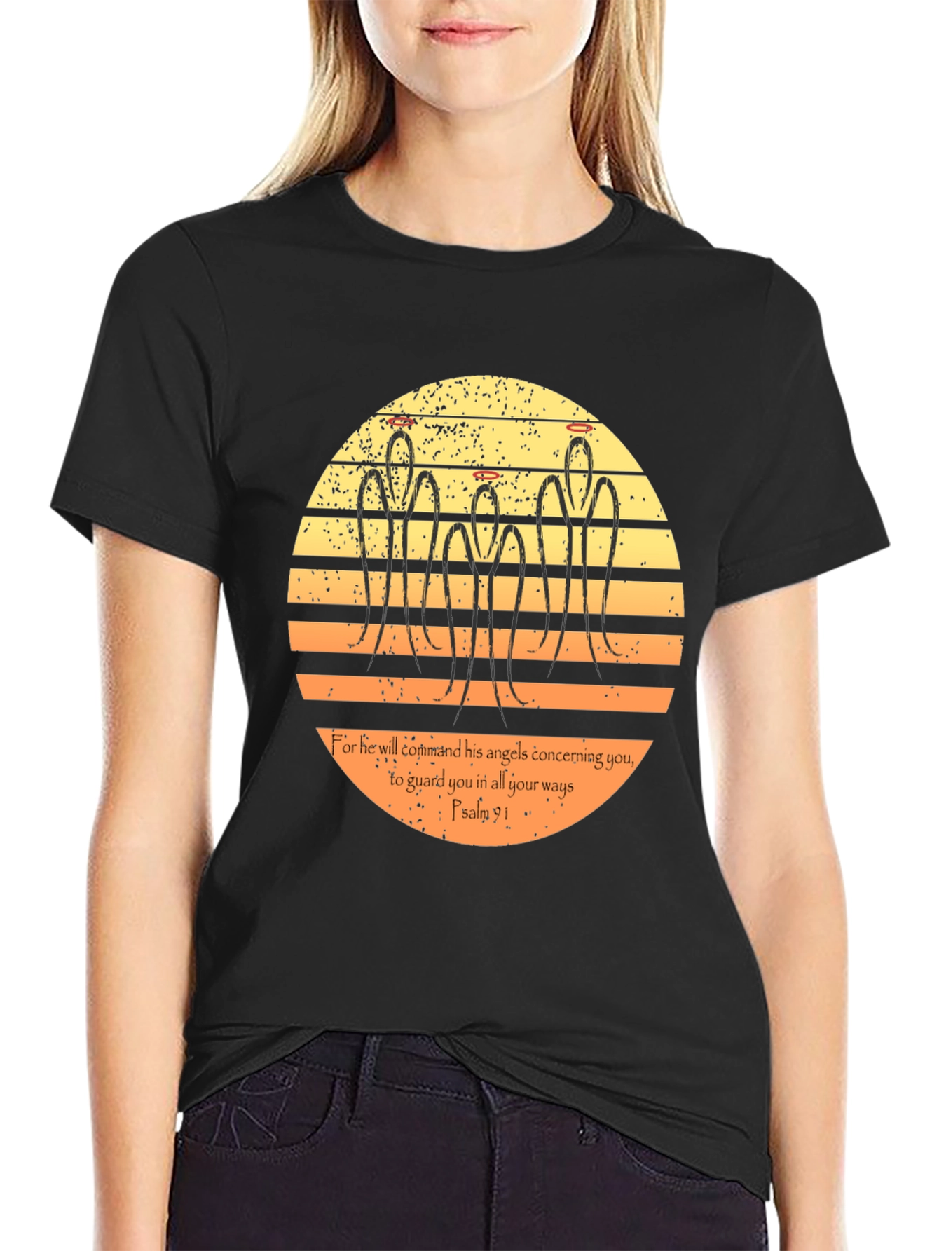 Angels Graphic Tee - Psalm 91 Protective Angels T-Shirt