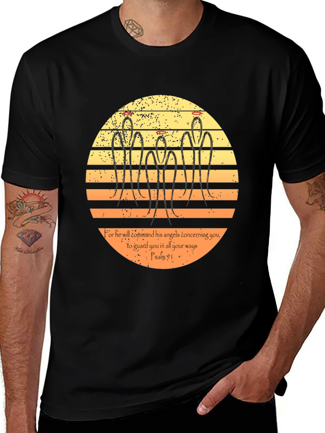 Angels Graphic Tee - Psalm 91 Protective Angels T-Shirt