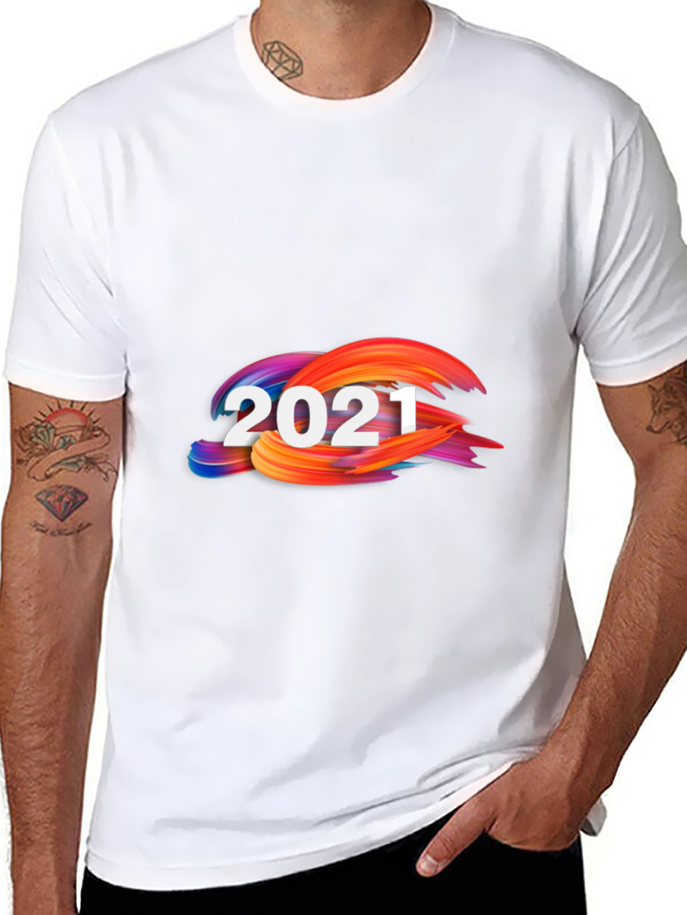 2021 Abstract Graphic Print Black Tee