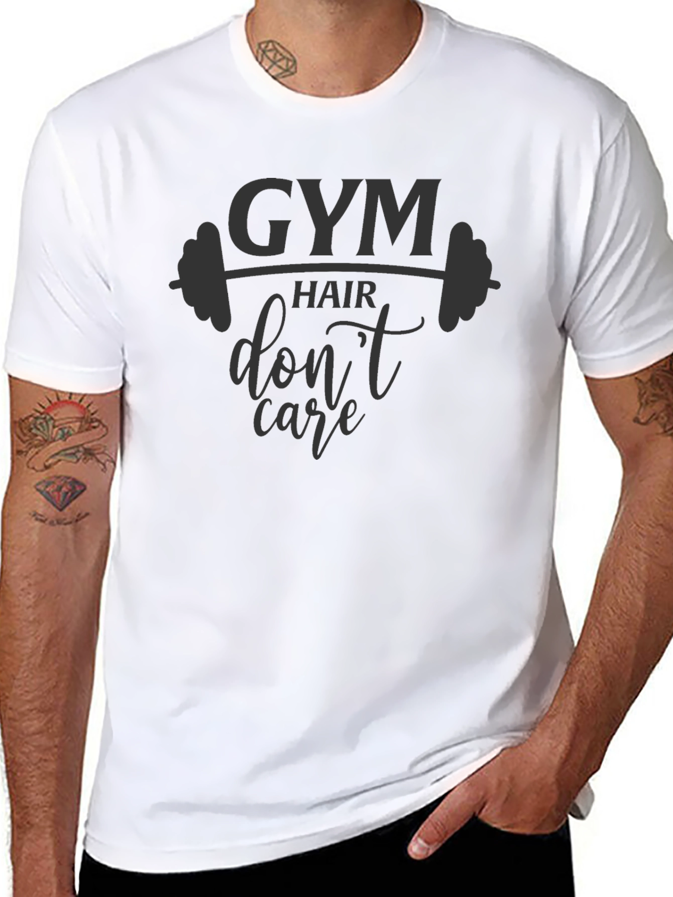 Gym Hair Dont Care T-Shirt - Black Graphic Tee