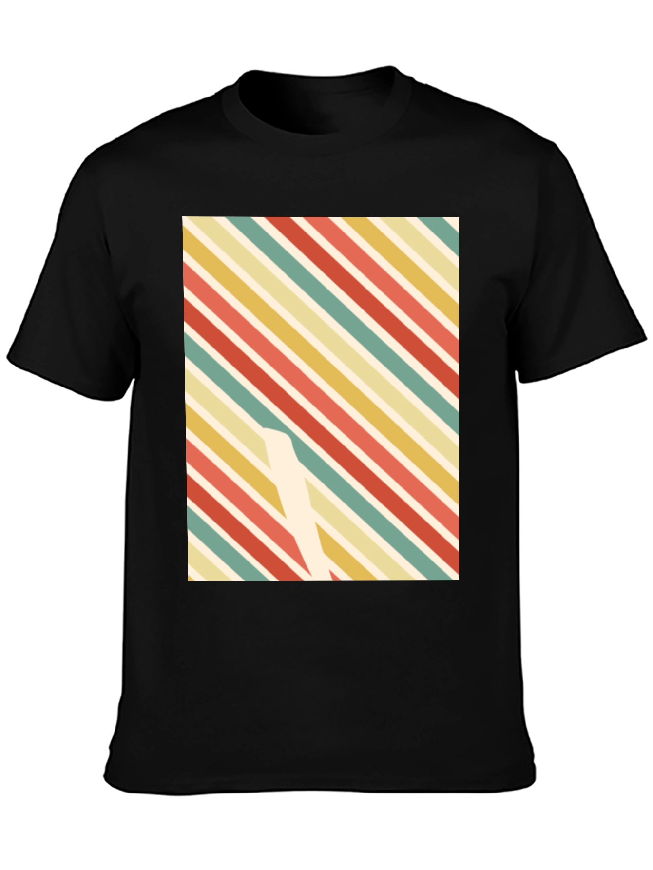 Retro Stripe Pattern Graphic Tee - Casual Style