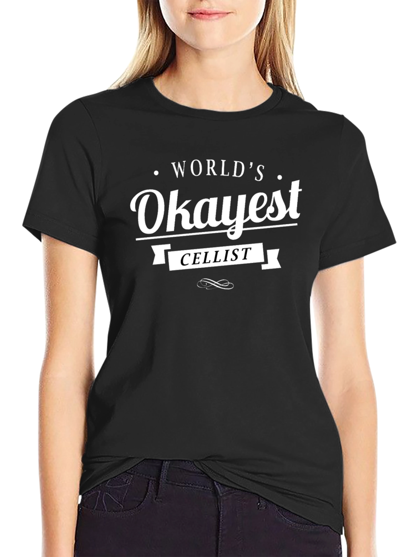 Worlds Okayest Cellist Black T-Shirt
