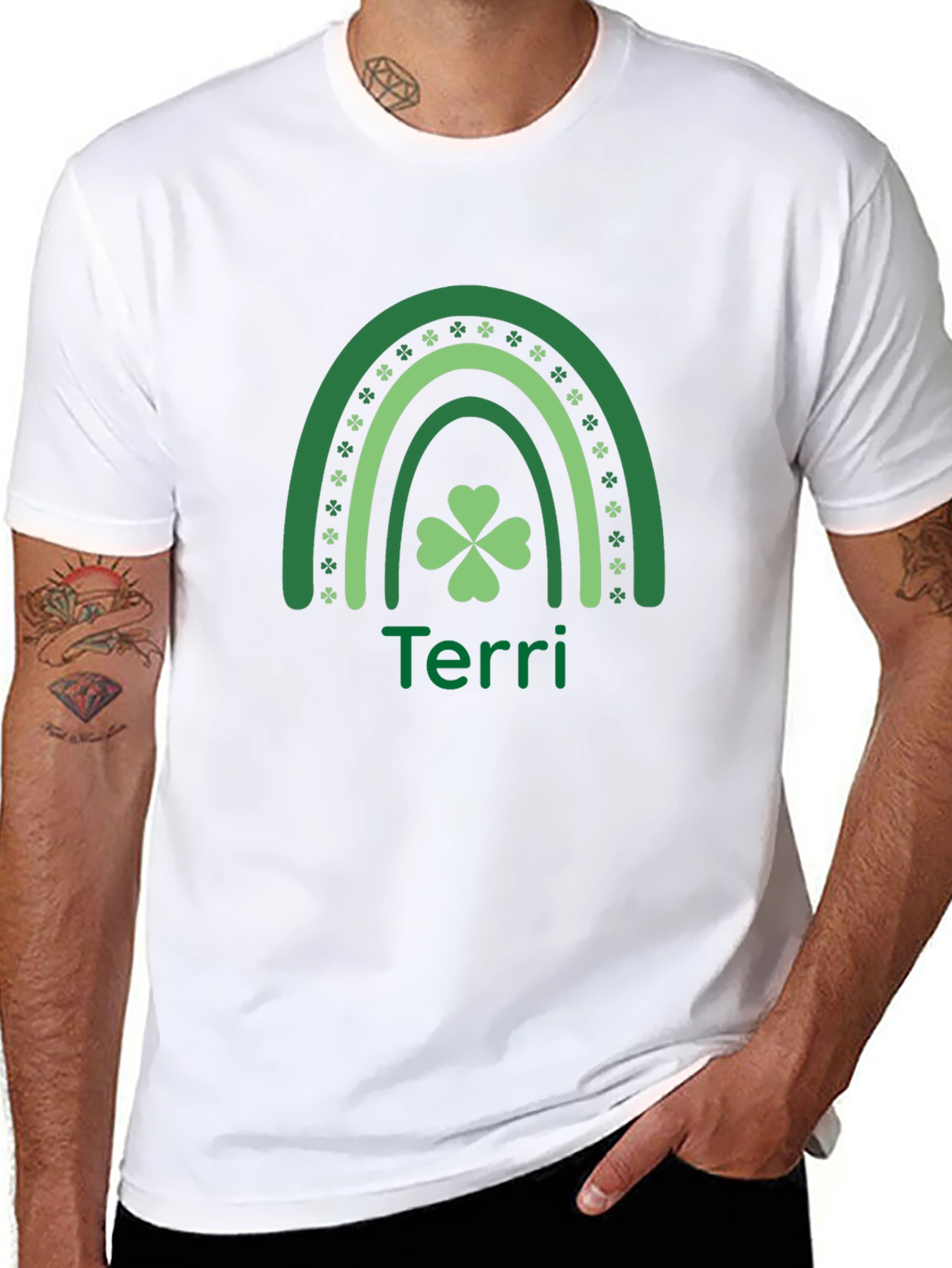 St. Patricks Day Terri Rainbow Clover T-Shirt