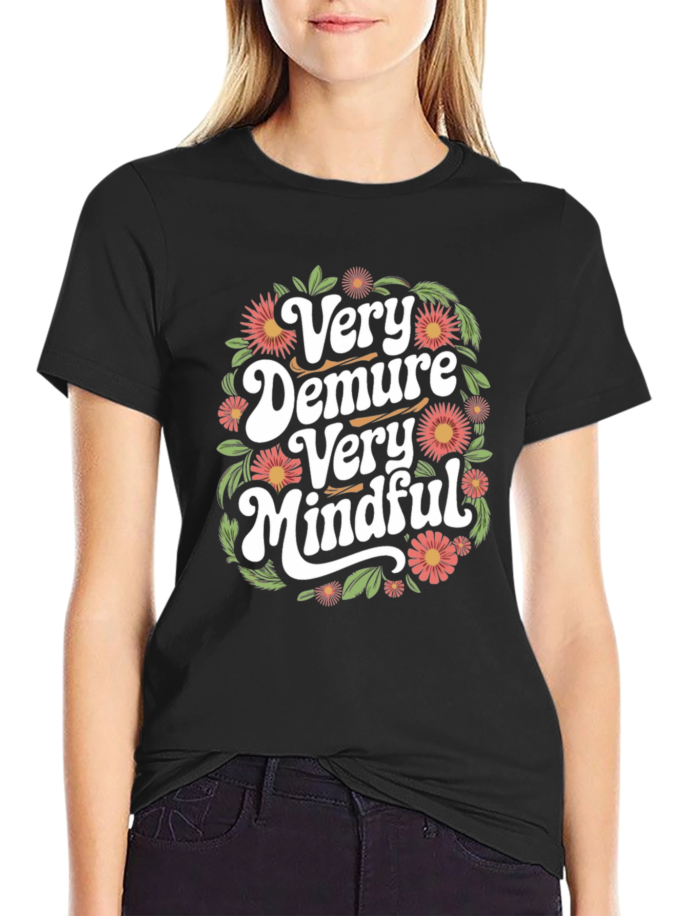 Very Demure Very Mindful Graphic Tee - Black
