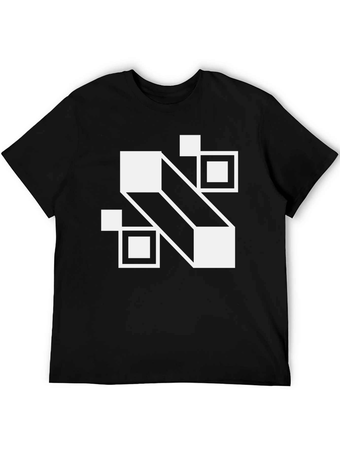 Abstract Geometric Squares Black T-Shirt