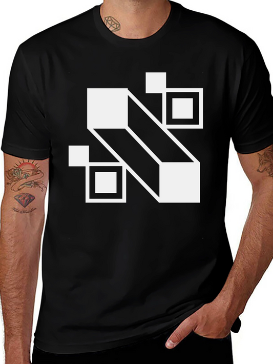 Abstract Geometric Squares Black T-Shirt