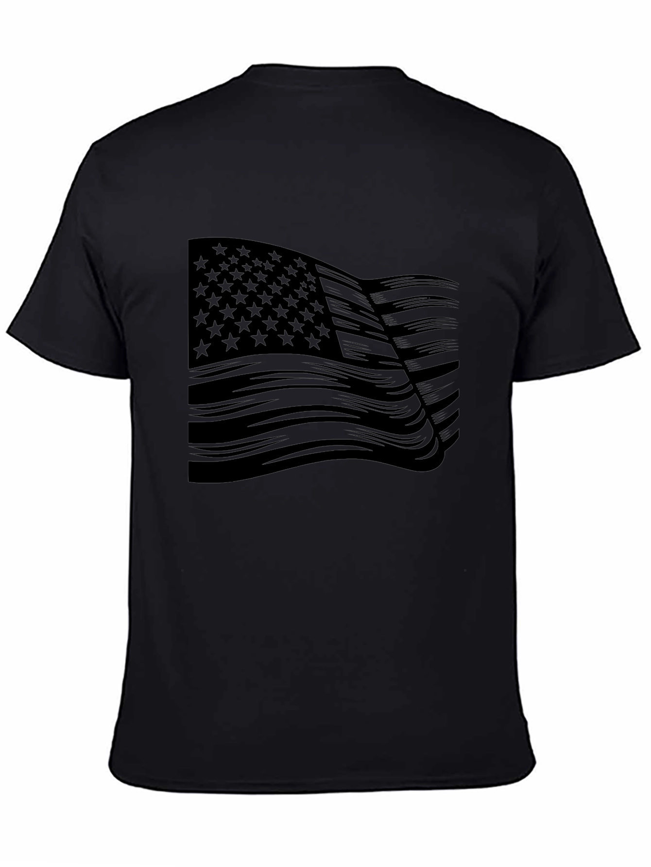American Flag Graphic Print Black T-Shirt