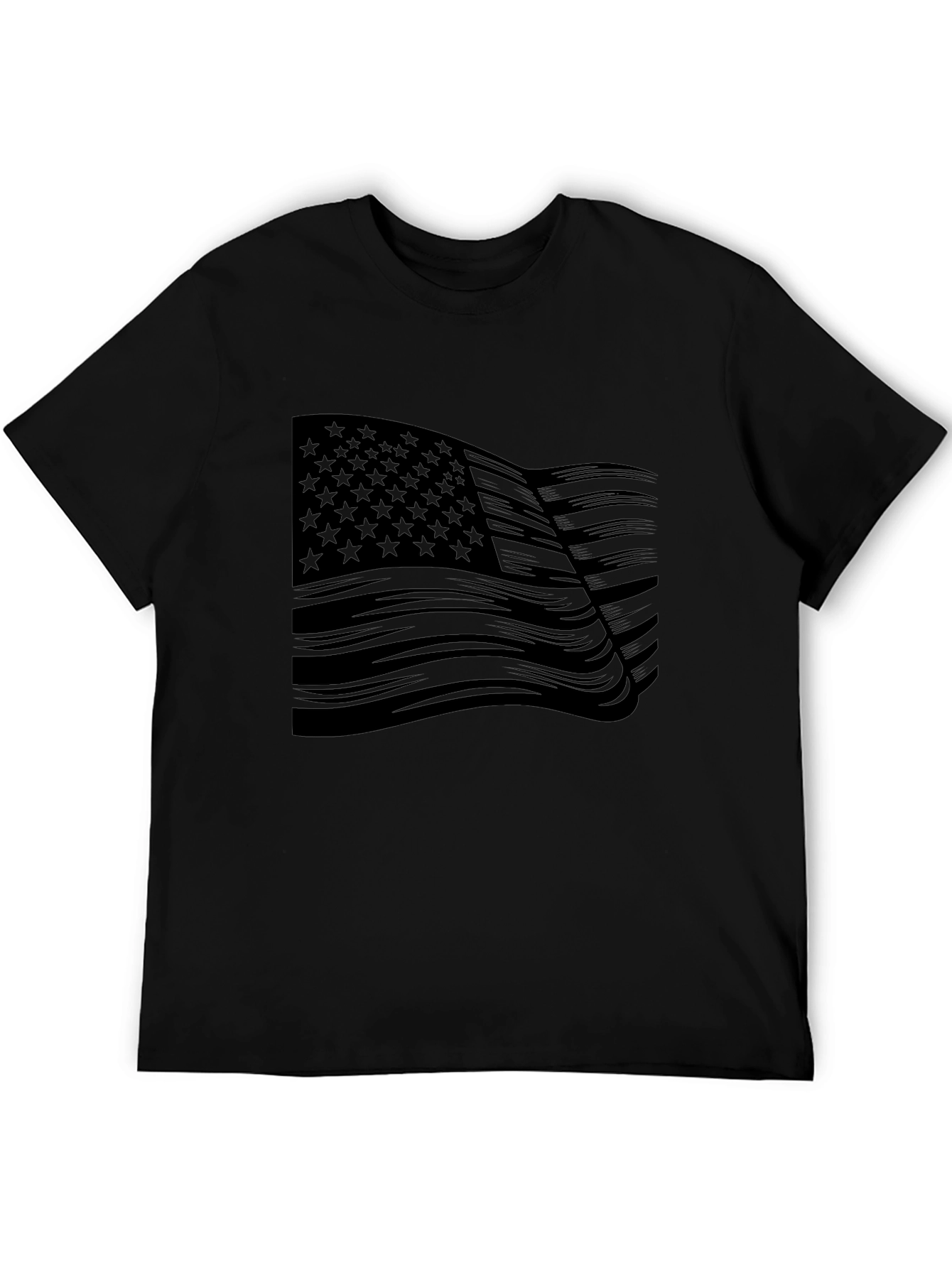 American Flag Graphic Print Black T-Shirt