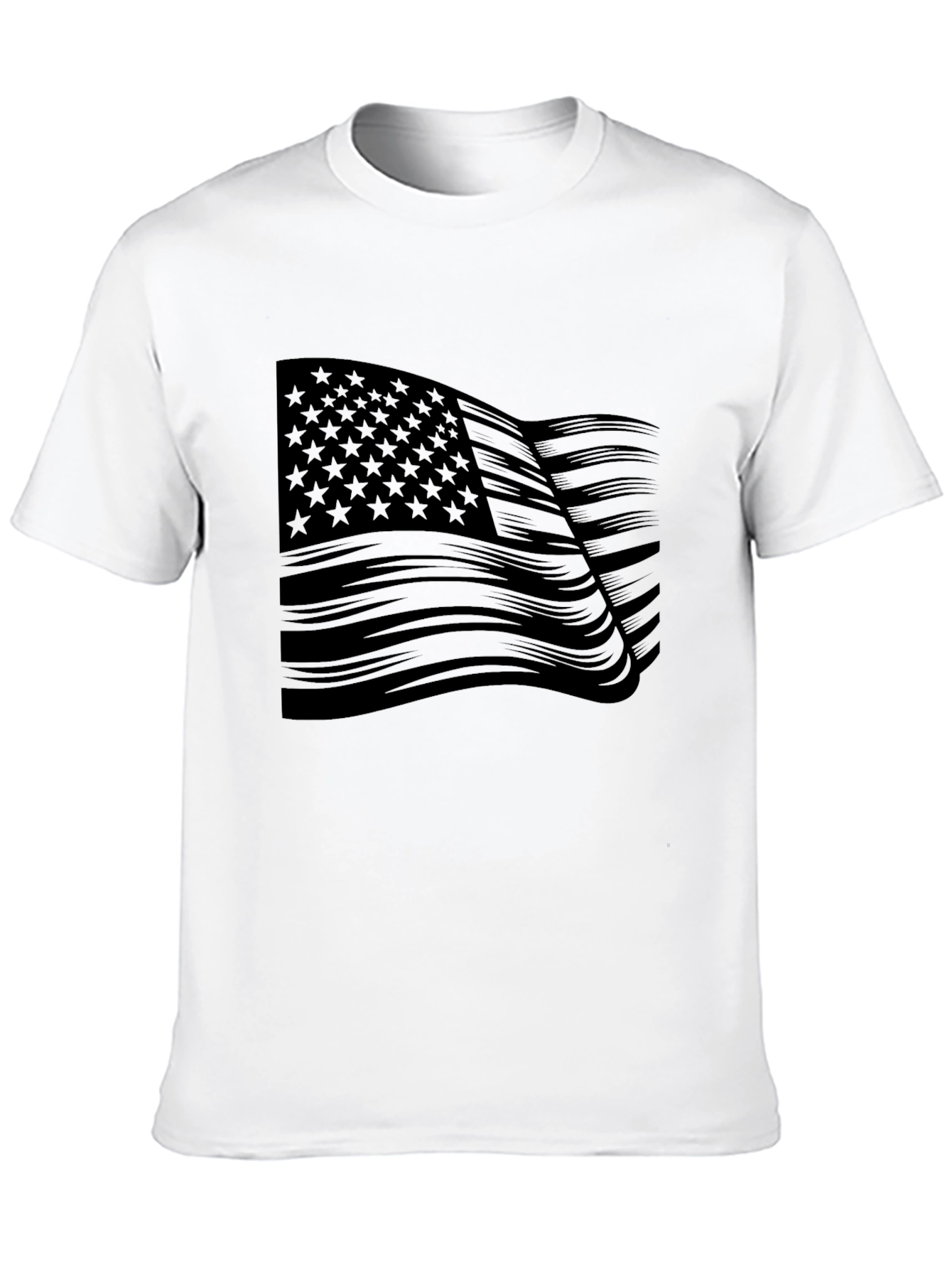 American Flag Graphic Print Black T-Shirt