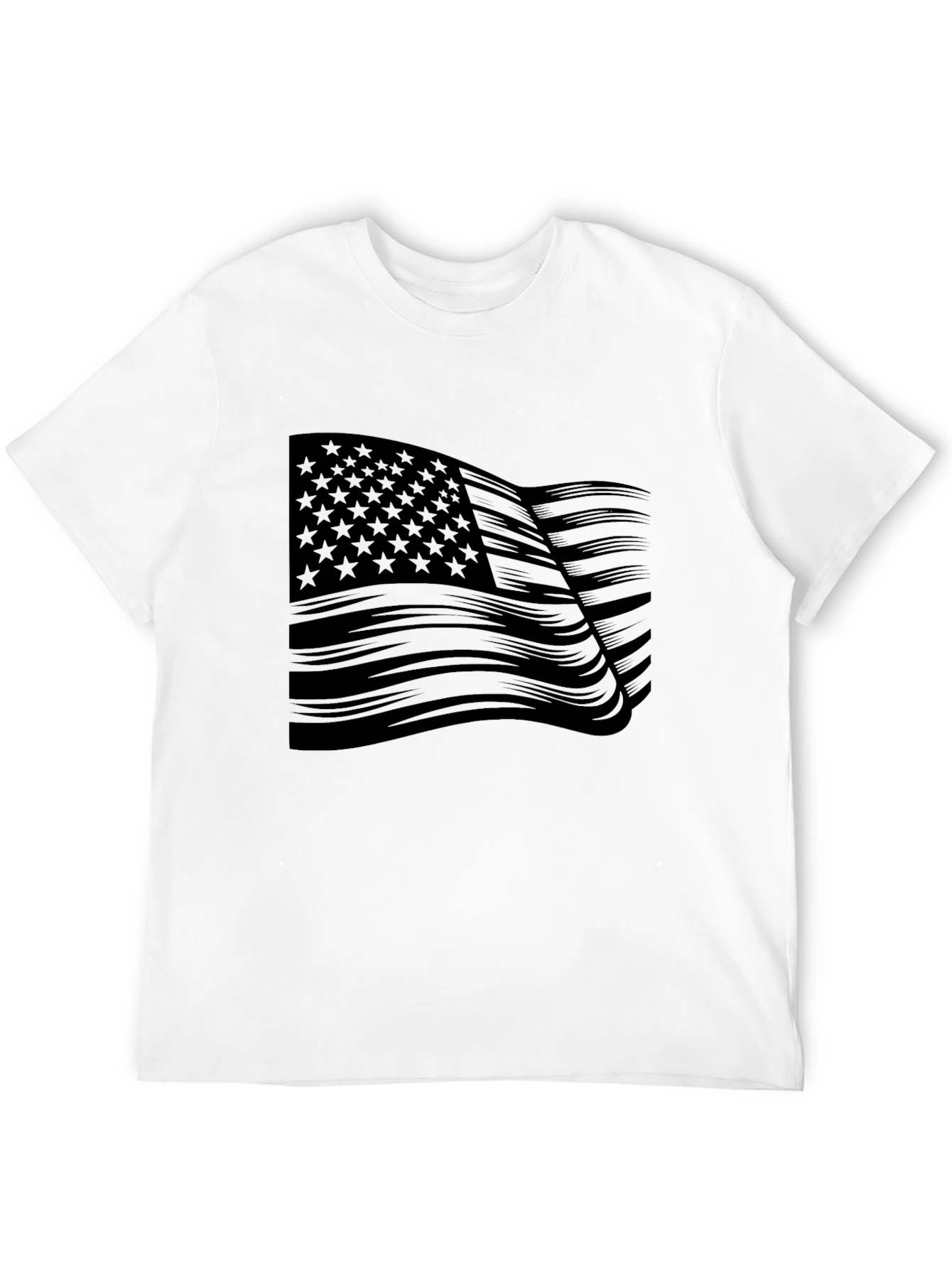 American Flag Graphic Print Black T-Shirt