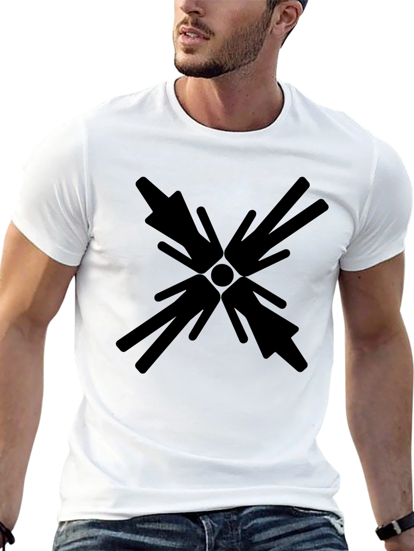 Abstract Geometric Crew Neck Tee - Black