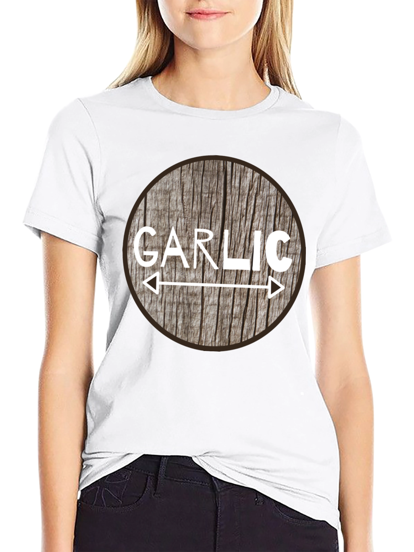 Garlic Lover Tee - Rustic Wood Circle Design