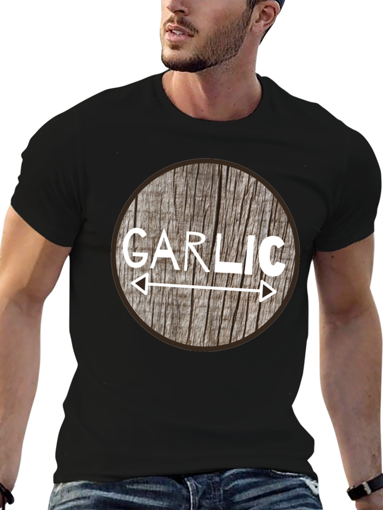 Garlic Lover Tee - Rustic Wood Circle Design