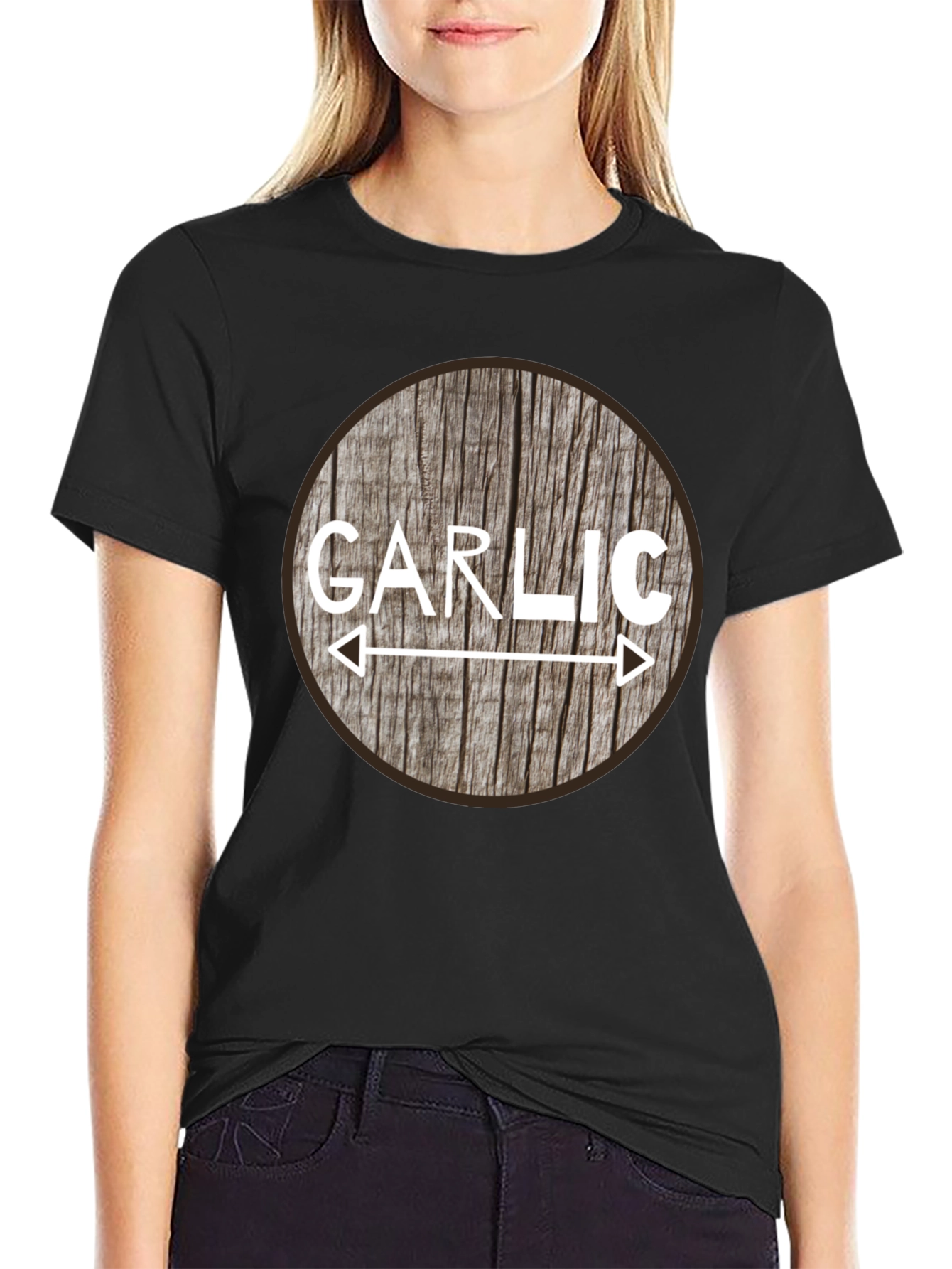 Garlic Lover Tee - Rustic Wood Circle Design