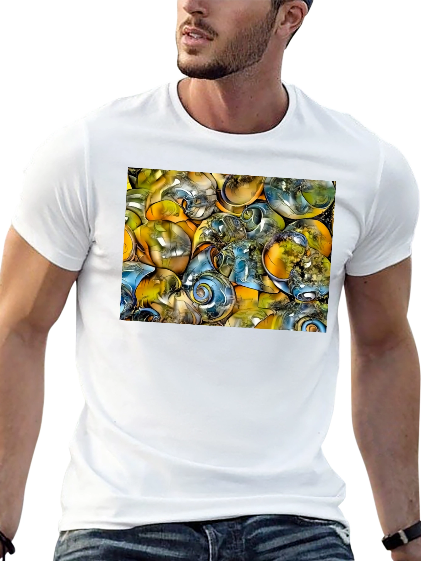 Abstract Swirls Graphic Black T-Shirt