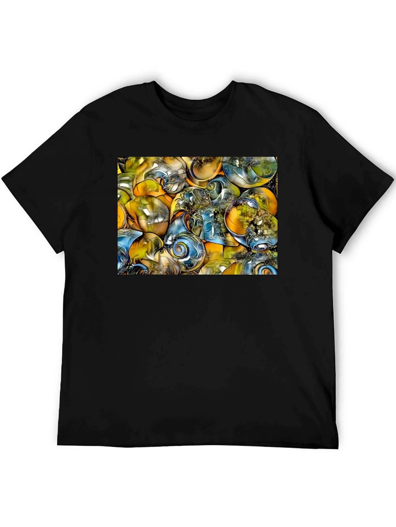 Abstract Swirls Graphic Black T-Shirt
