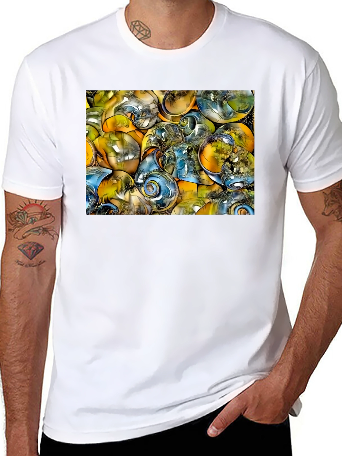 Abstract Swirls Graphic Black T-Shirt
