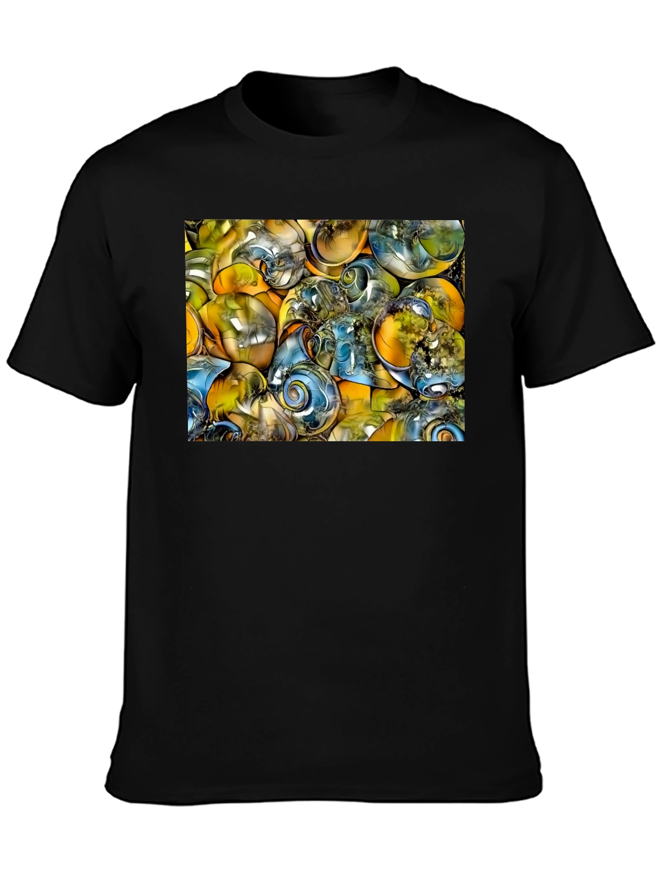 Abstract Swirls Graphic Black T-Shirt