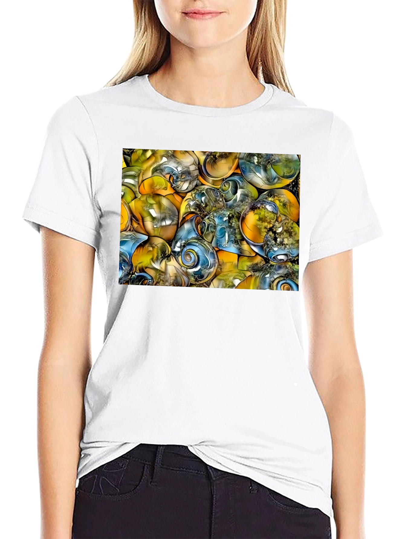 Abstract Swirls Graphic Black T-Shirt