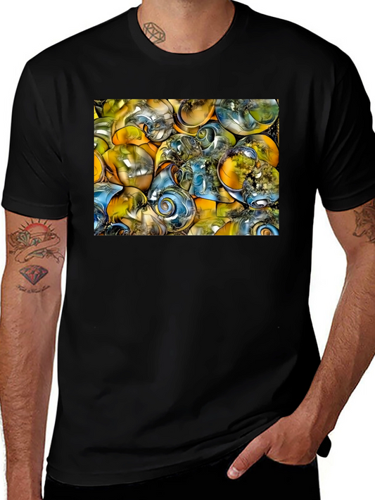 Abstract Swirls Graphic Black T-Shirt