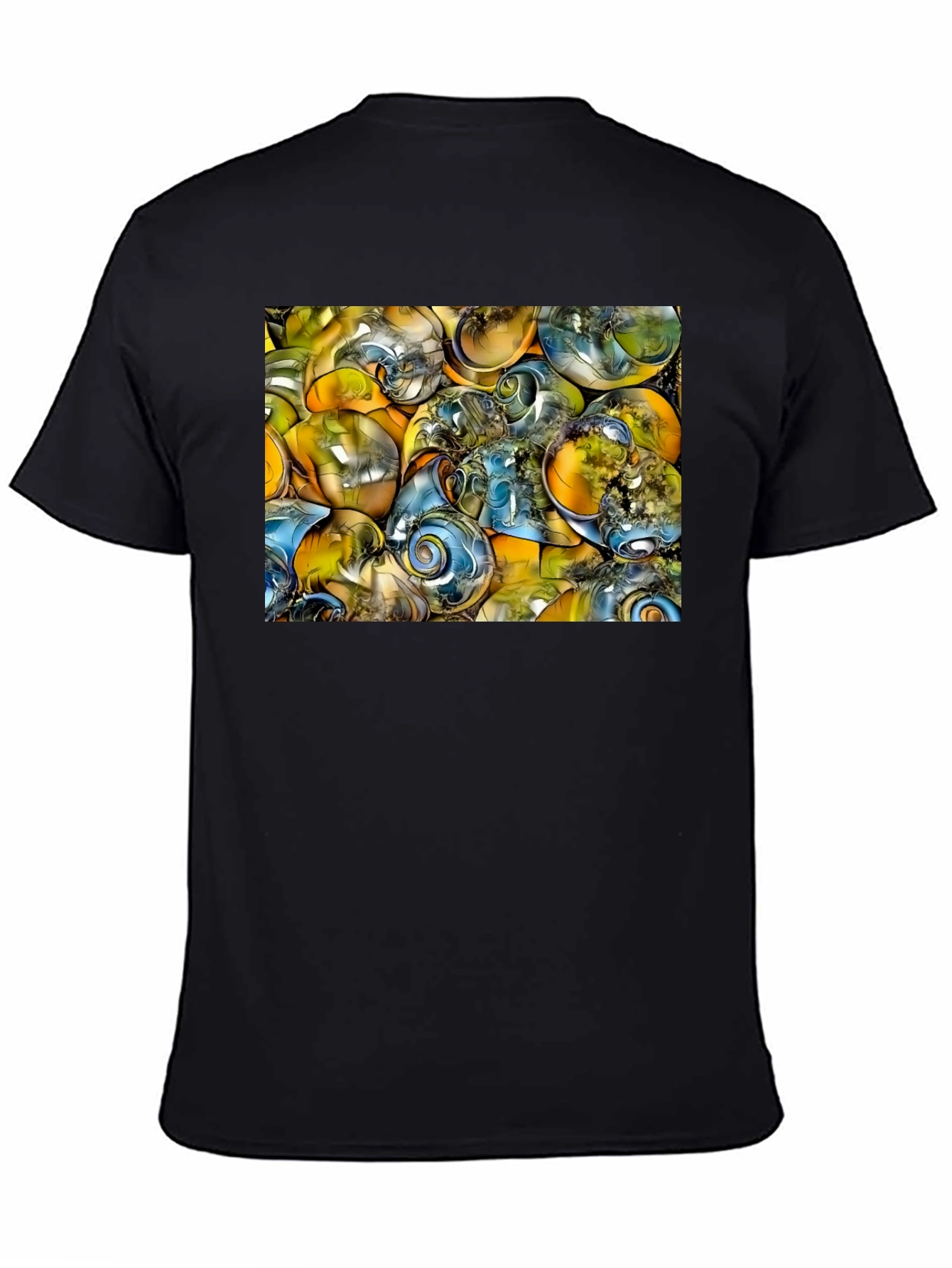 Abstract Swirls Graphic Black T-Shirt