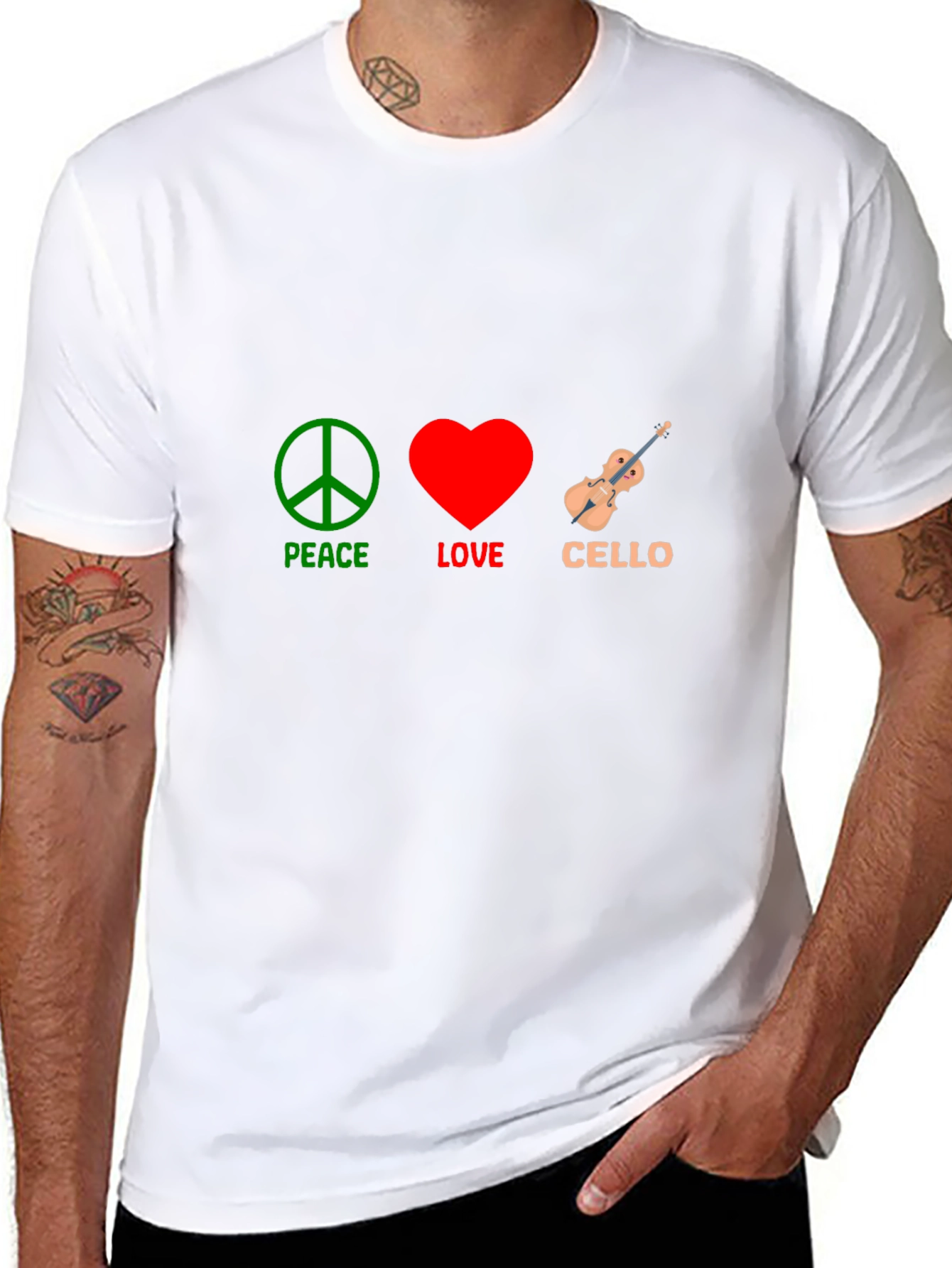 Peace Love Cello T-Shirt - Music Lover Tee