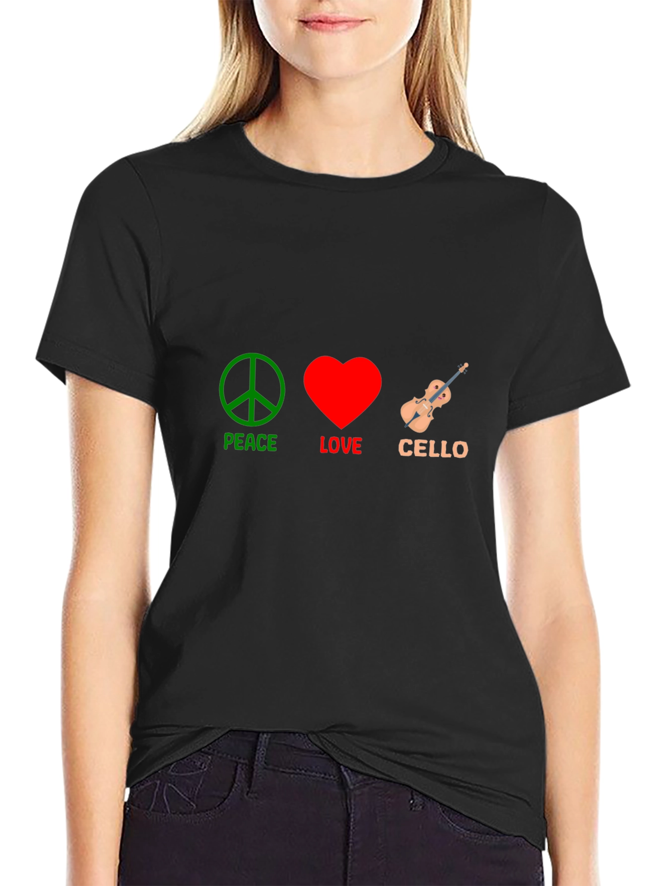 Peace Love Cello T-Shirt - Music Lover Tee