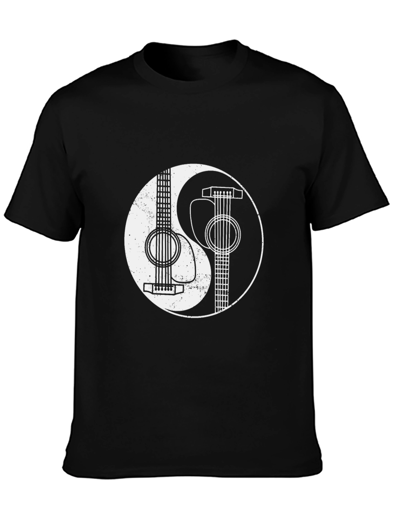 Yin Yang Guitar Graphic Tee - Black Cotton Blend