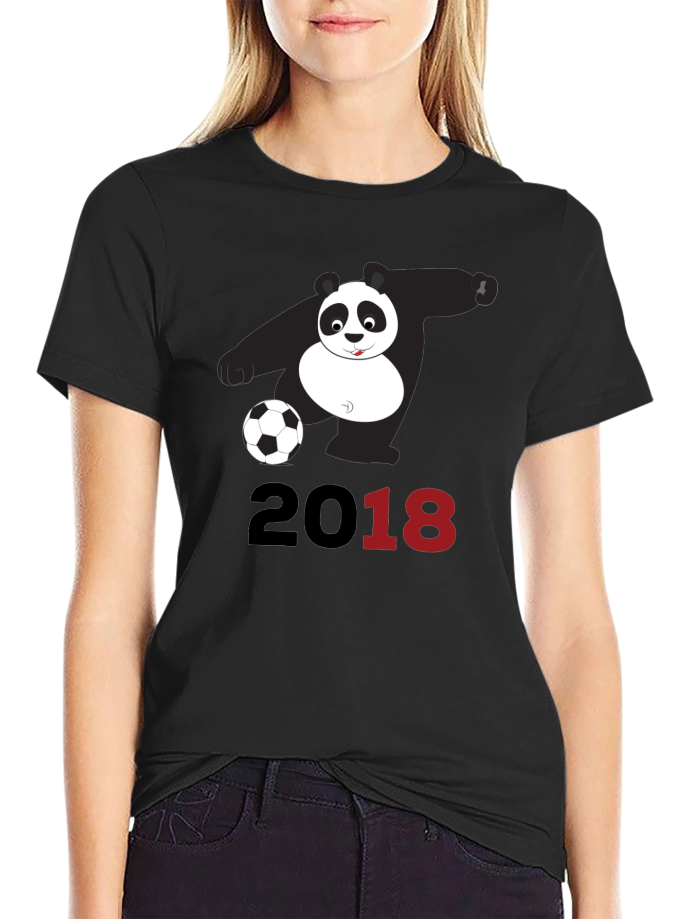 Panda Soccer 2018 Graphic Tee - Black Cotton Shirt