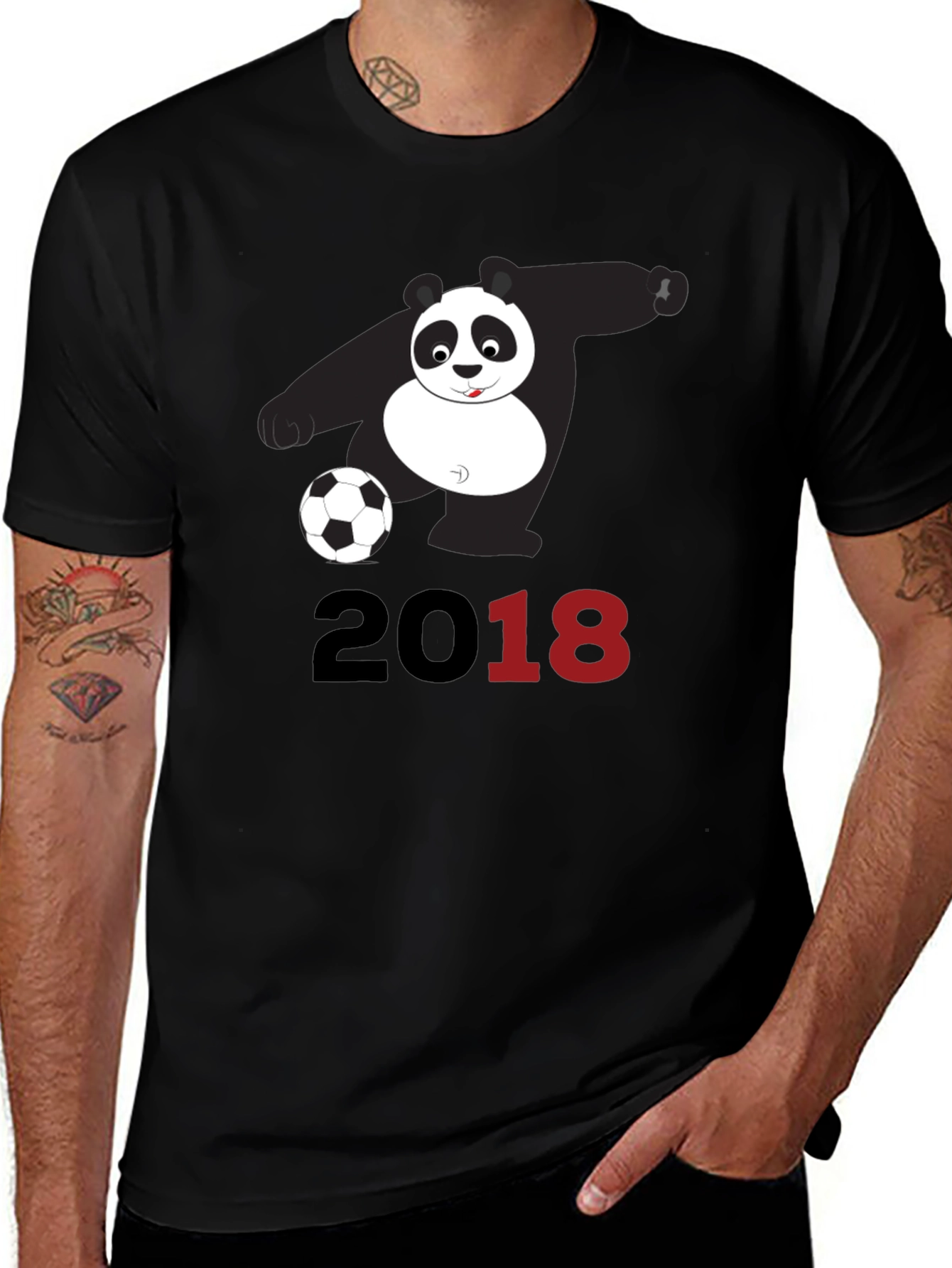 Panda Soccer 2018 Graphic Tee - Black Cotton Shirt