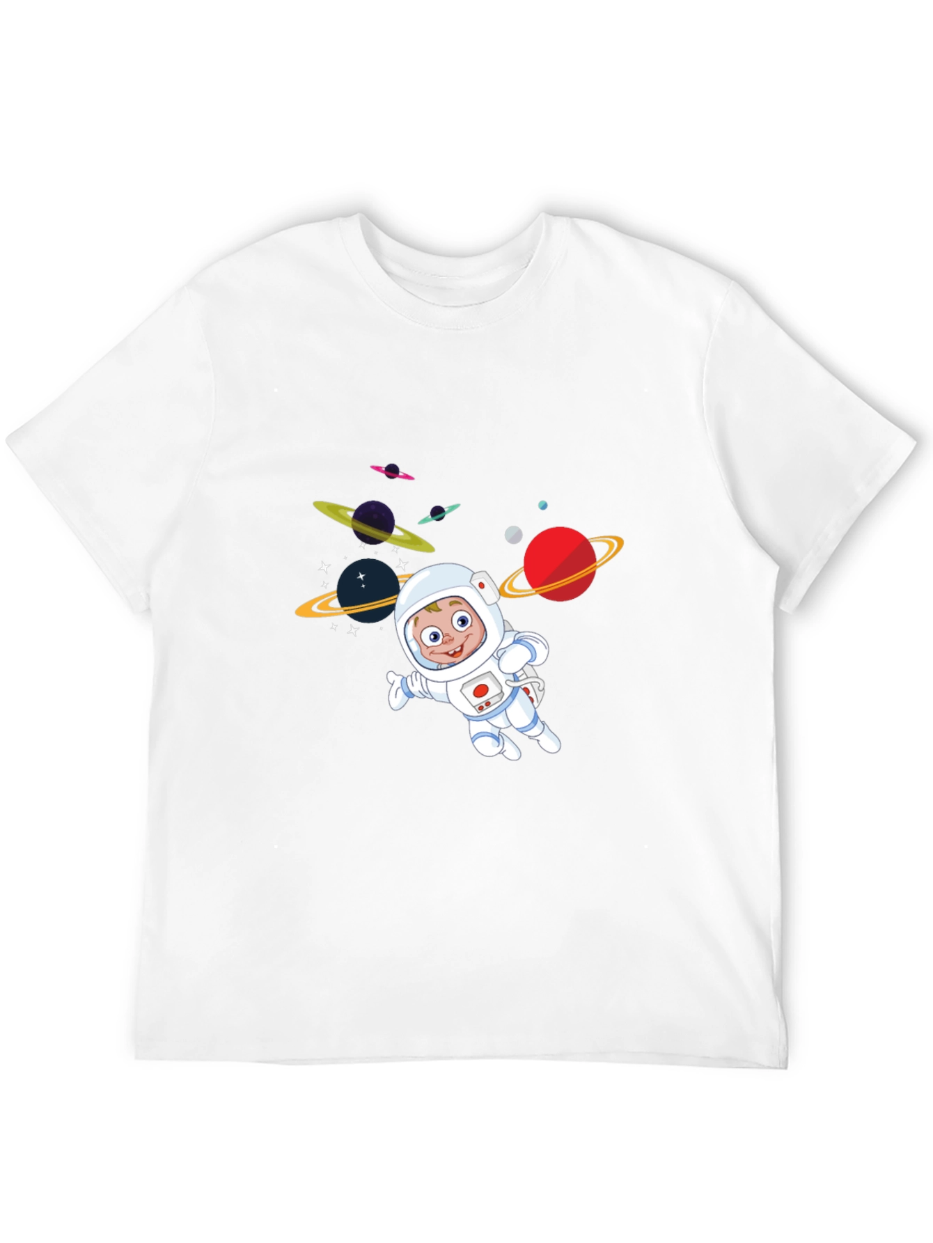 Cartoon Astronaut T-Shirt - Outer Space Design